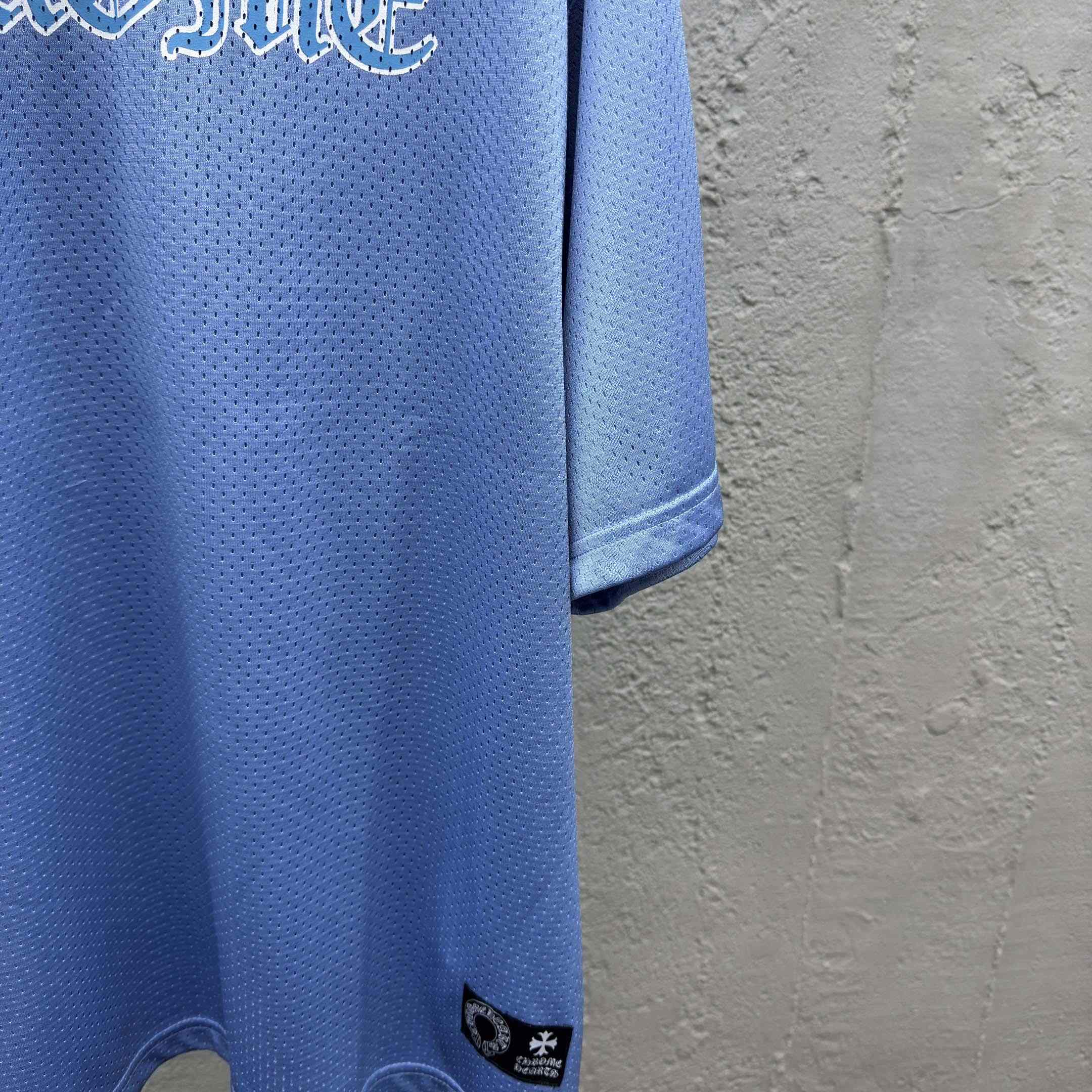 Chrome Hearts Stadium Mesh Short Sleeve Jersey Blue - DopestKickz