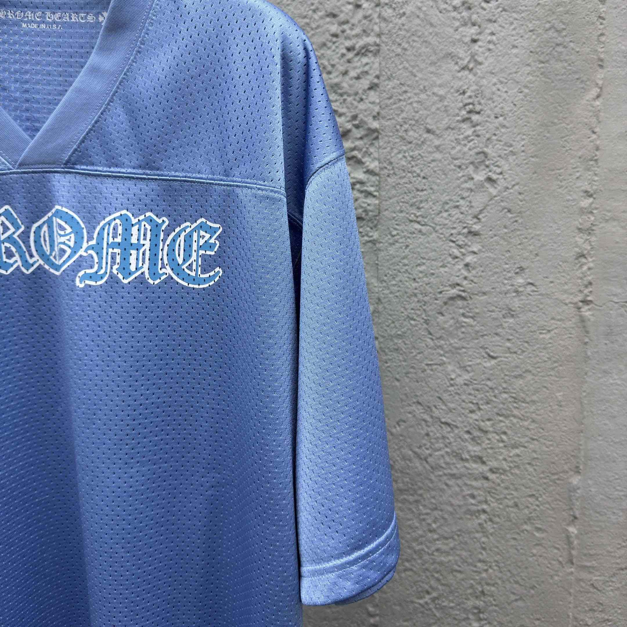 Chrome Hearts Stadium Mesh Short Sleeve Jersey Blue - DopestKickz