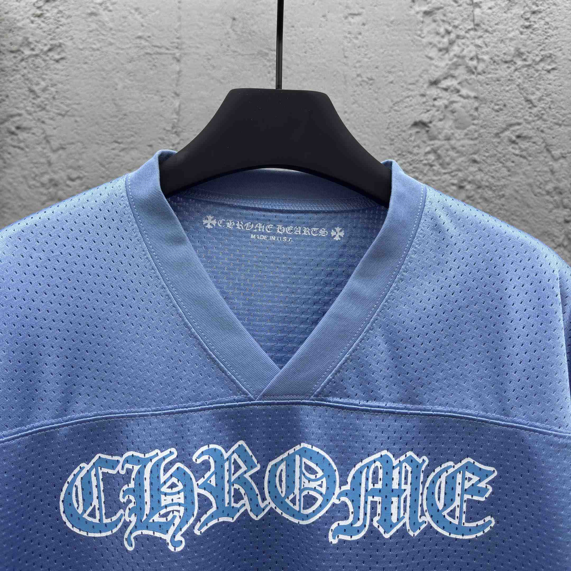 Chrome Hearts Stadium Mesh Short Sleeve Jersey Blue - DopestKickz