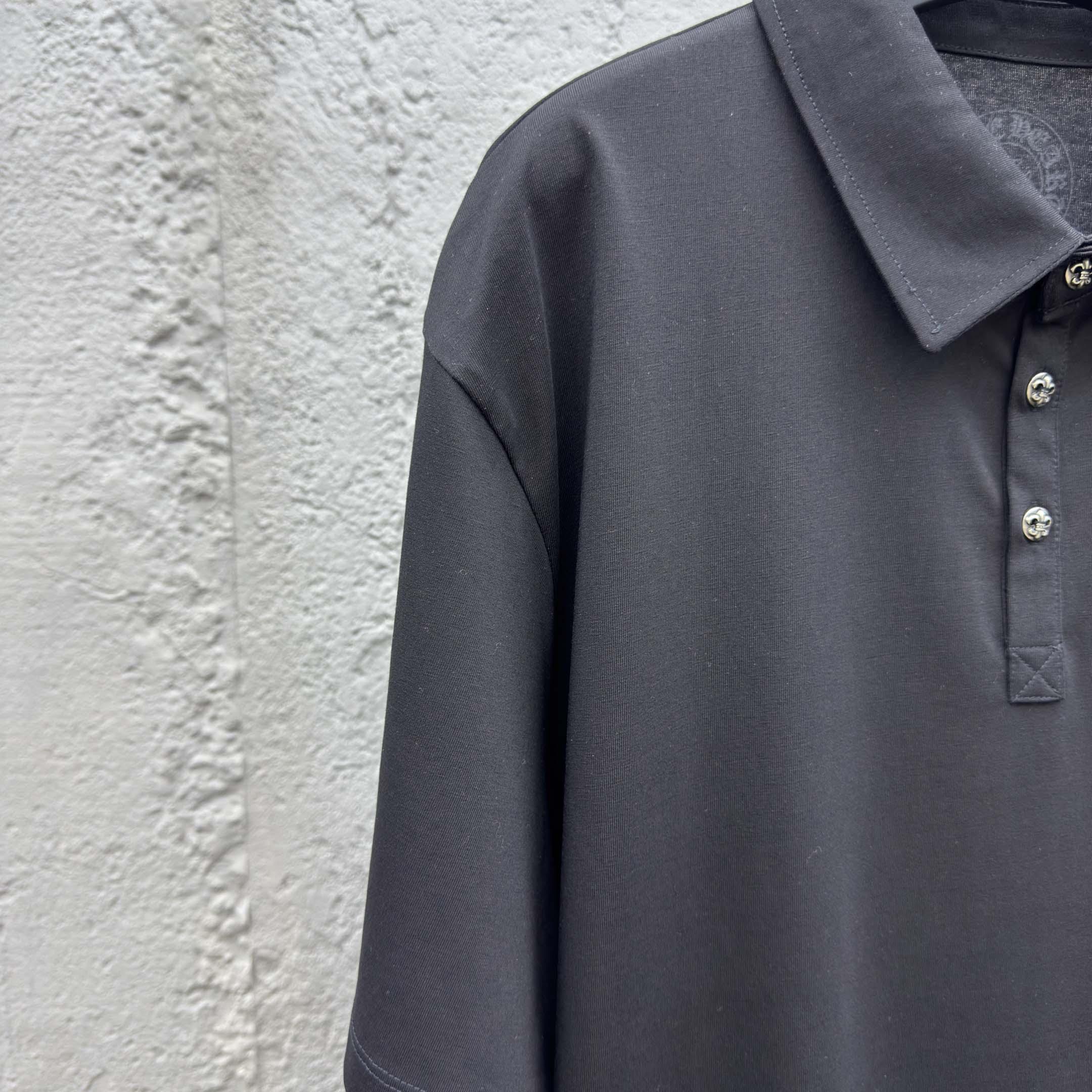 Chrome Heart Logo 3 Button Polo Tee - DopestKickz
