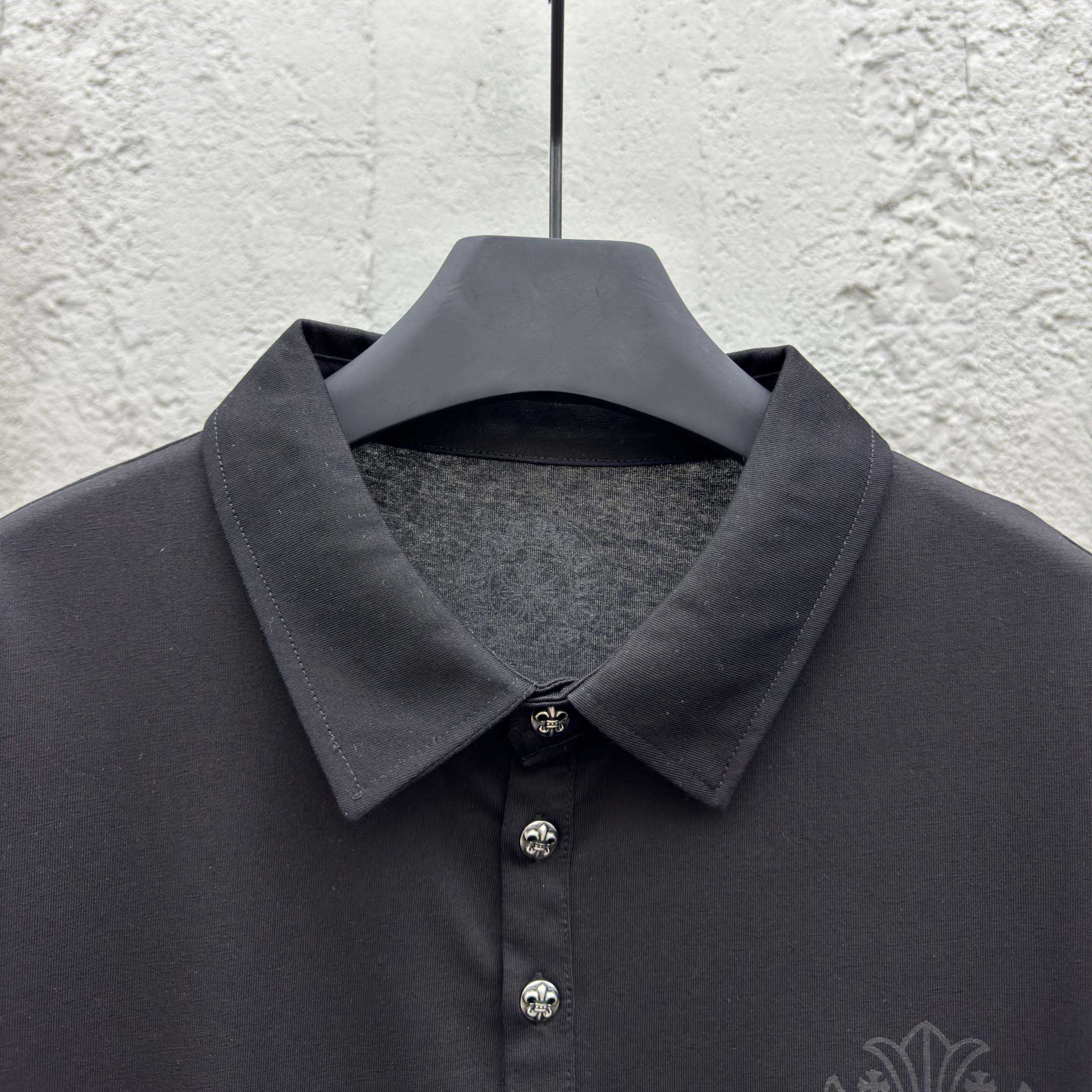 Chrome Heart Logo 3 Button Polo Tee - DopestKickz