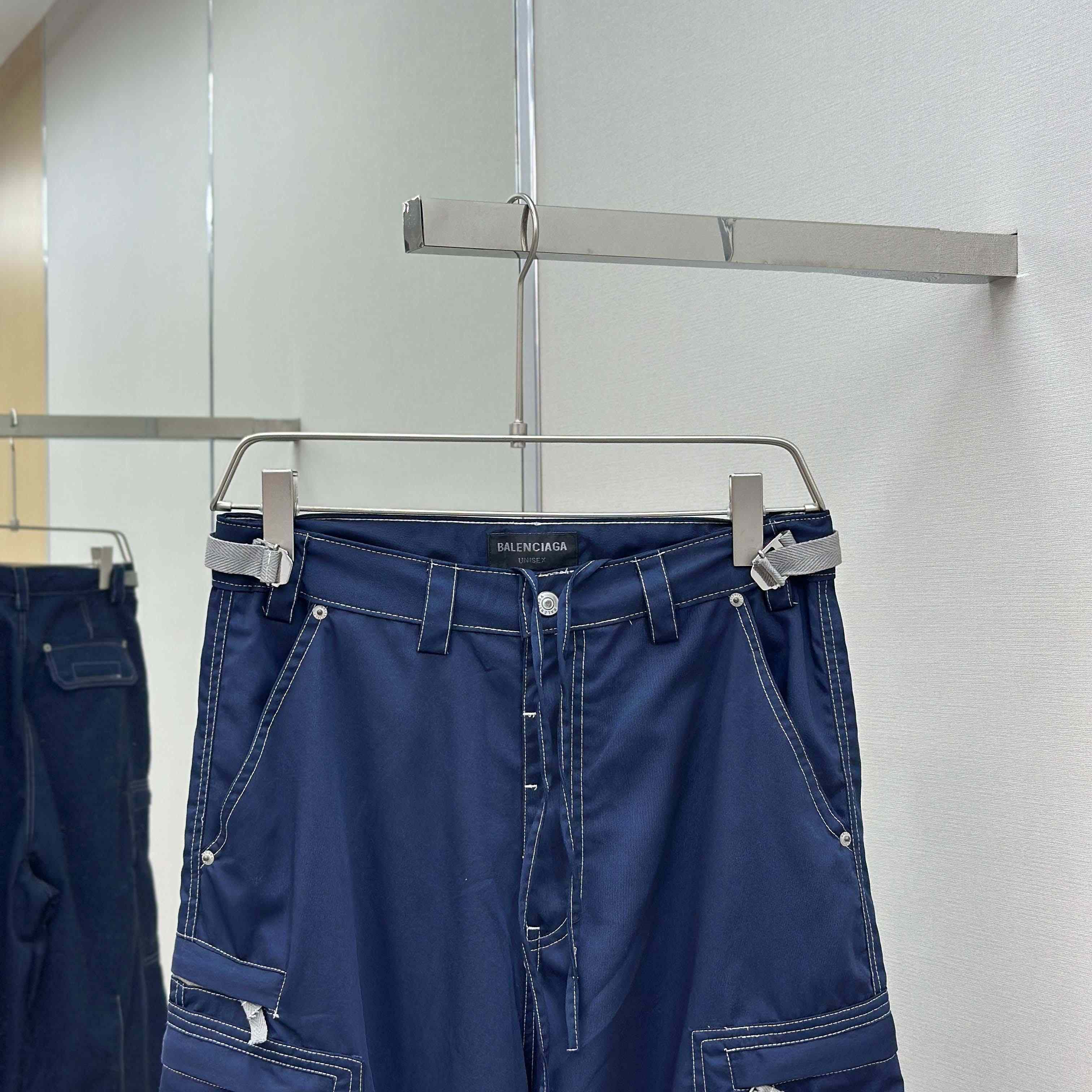 Balenciaga Utility Work Pants In Navy Mixed Cotton Twill - DopestKickz