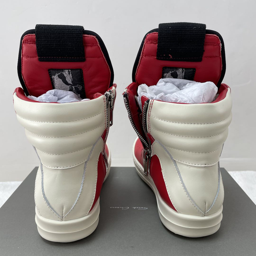 Rick Owens Red Geobasket High-Top Sneakers XZ2003   (50% Off Sale) - DopestKickz