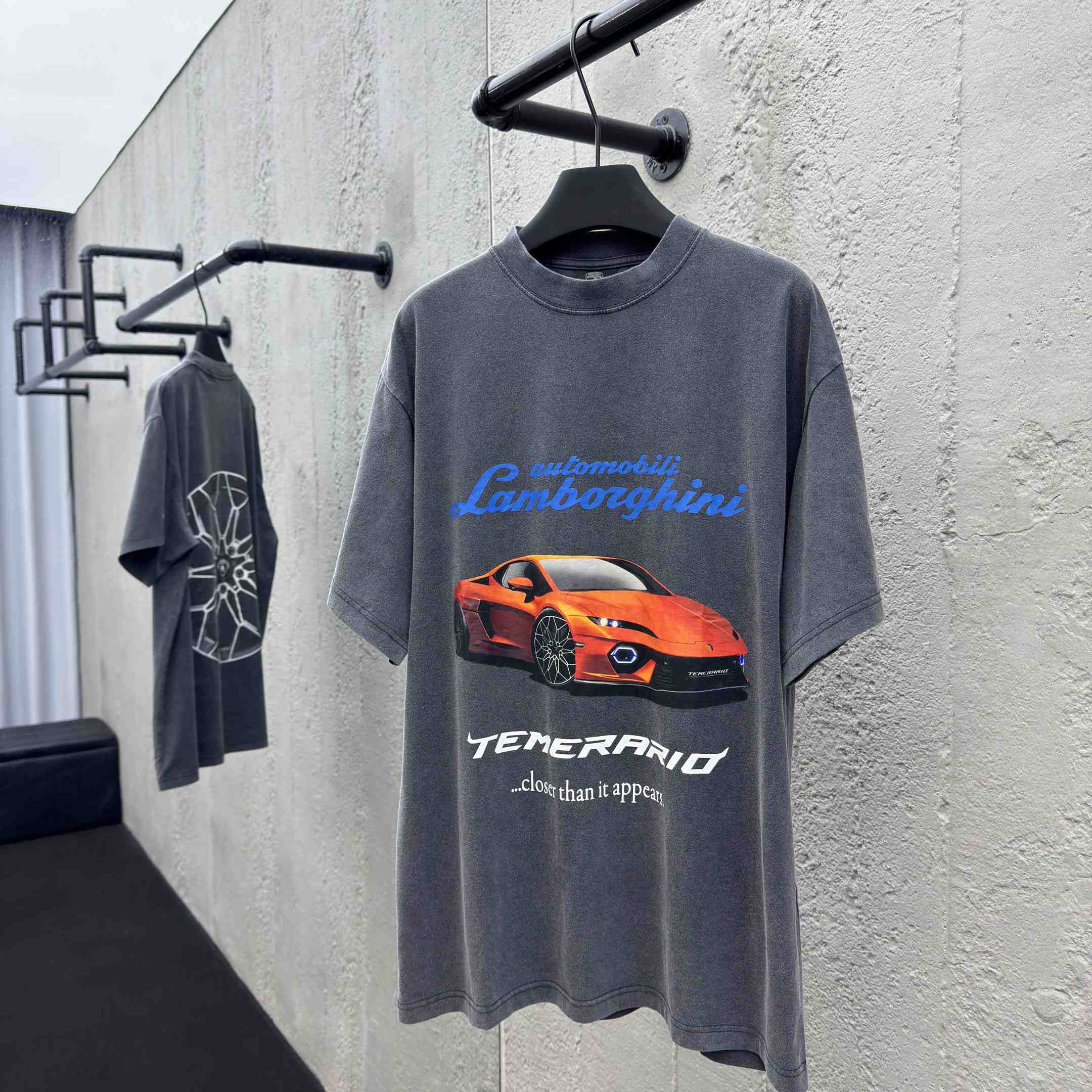 Balenciaga Automobili Lamborghini Oversized T-Shirt In Faded Black Dry Jersey - DopestKickz