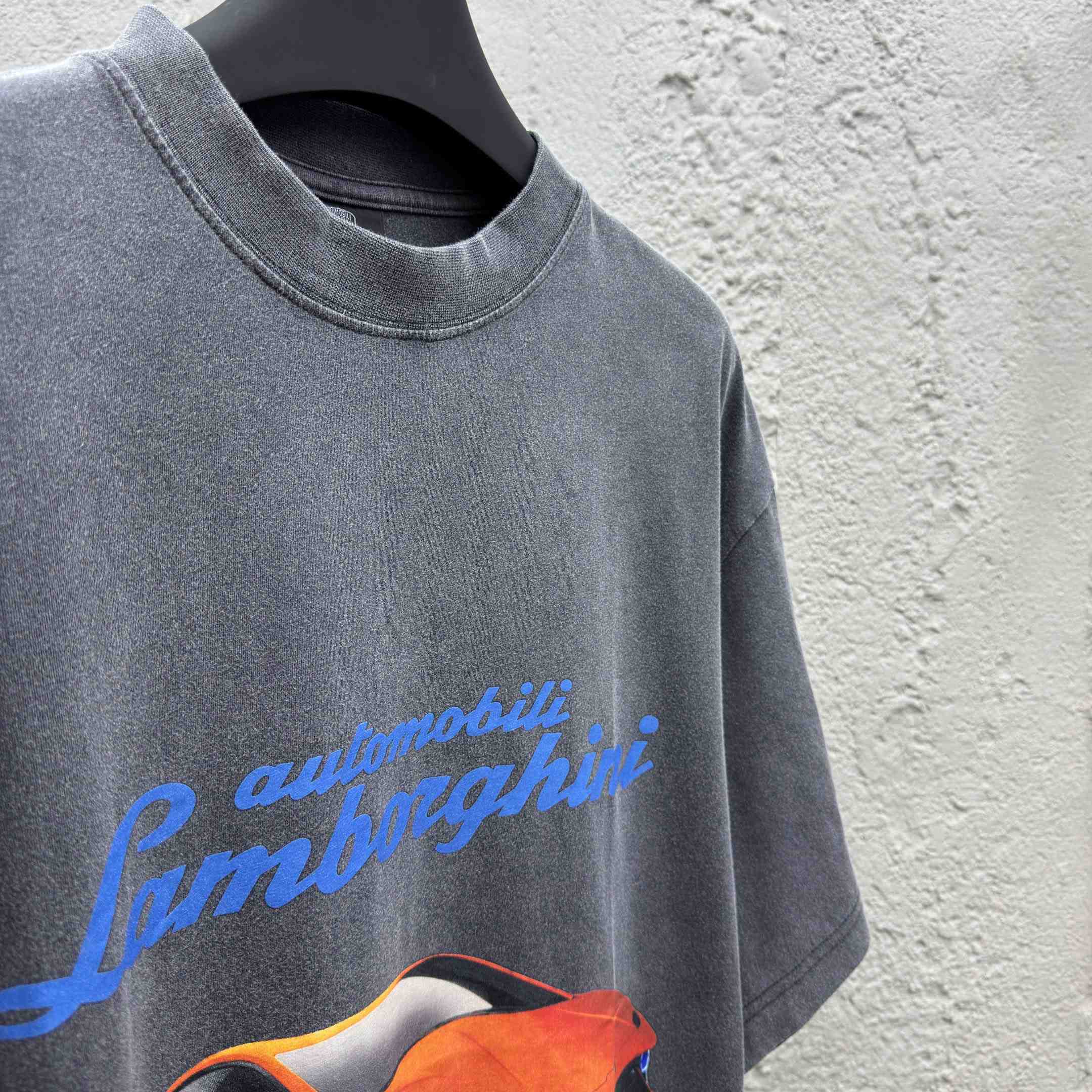 Balenciaga Automobili Lamborghini Oversized T-Shirt In Faded Black Dry Jersey - DopestKickz