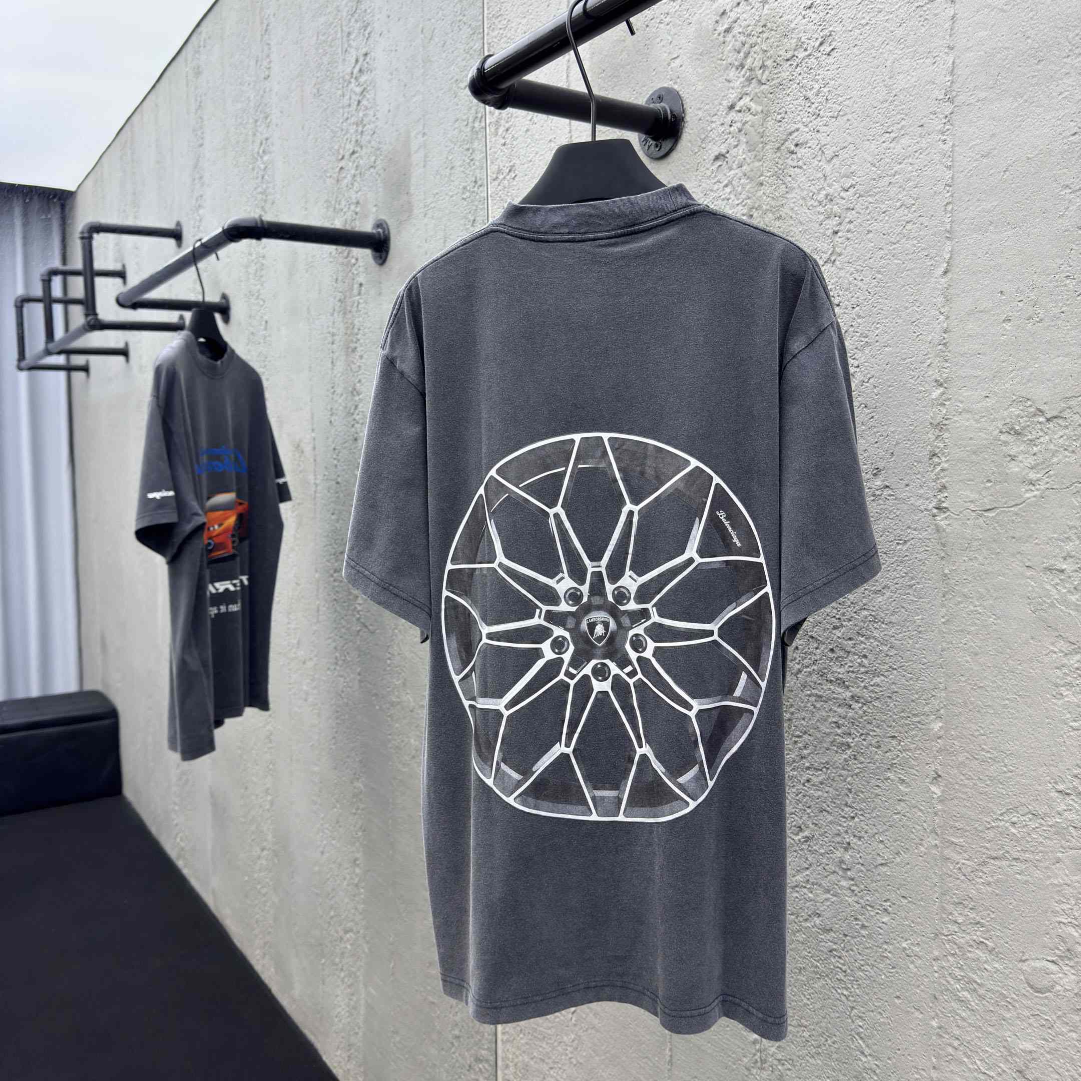 Balenciaga Automobili Lamborghini Oversized T-Shirt In Faded Black Dry Jersey - DopestKickz