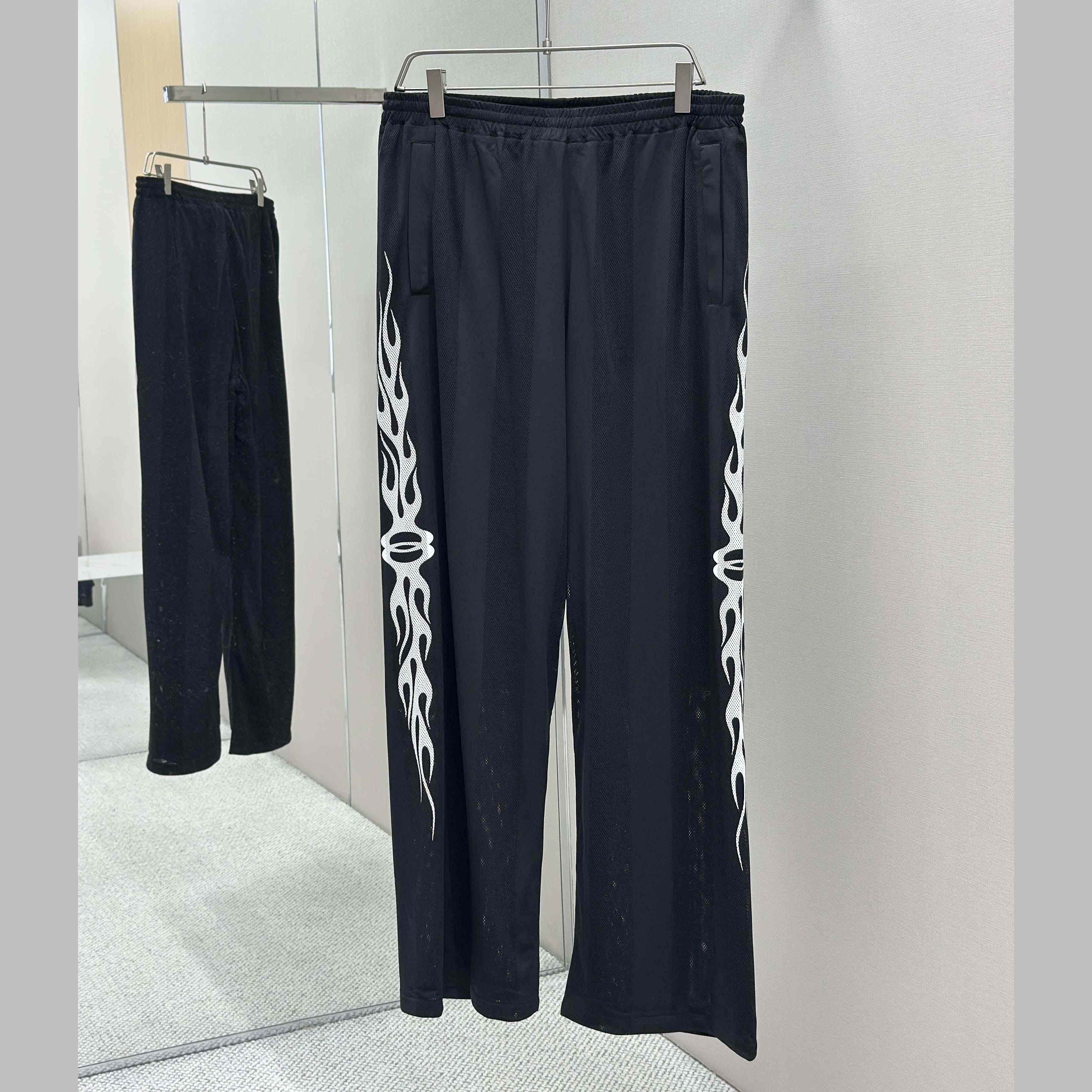 Balenciaga Black Striped Mesh Baggy Track Pants - DopestKickz
