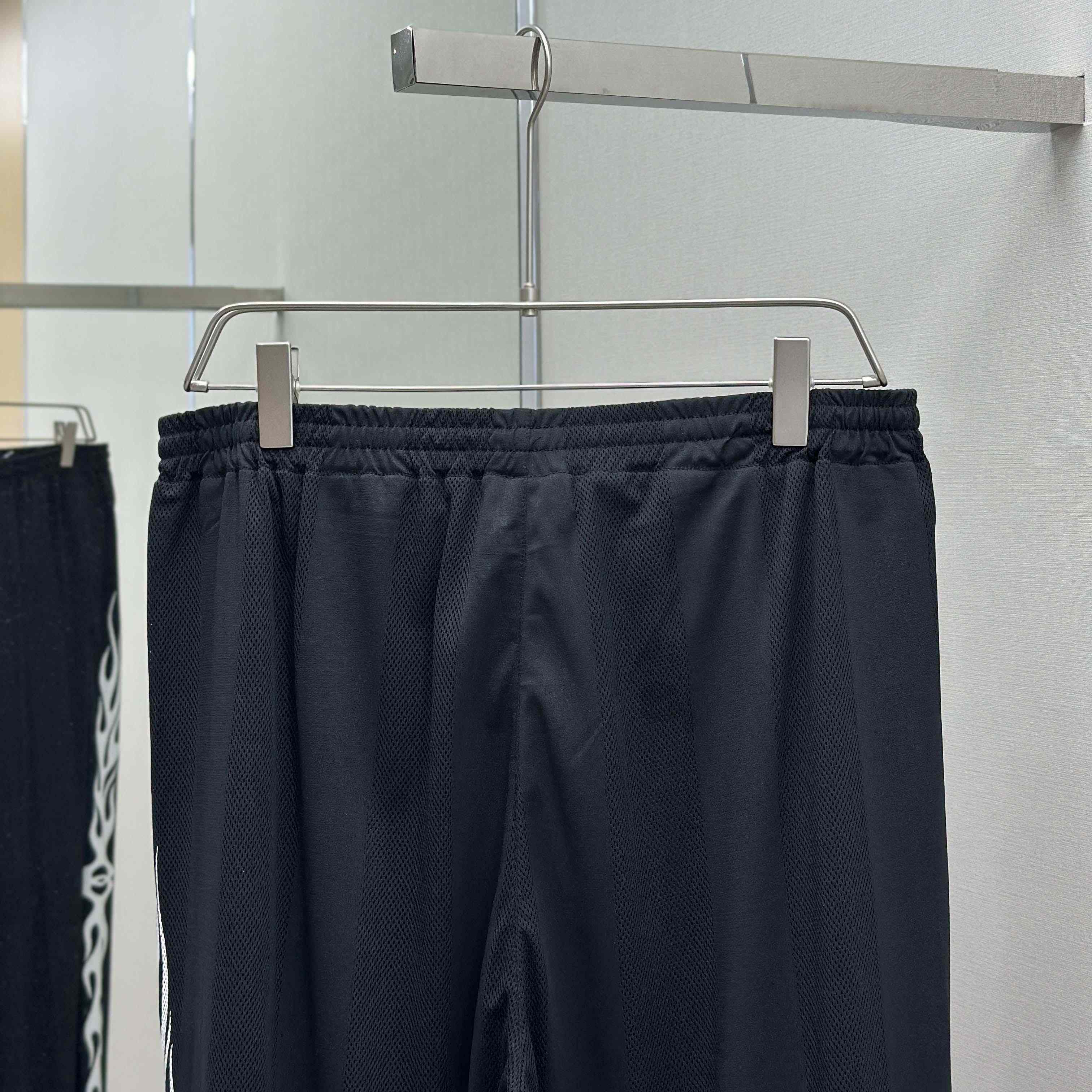 Balenciaga Black Striped Mesh Baggy Track Pants - DopestKickz