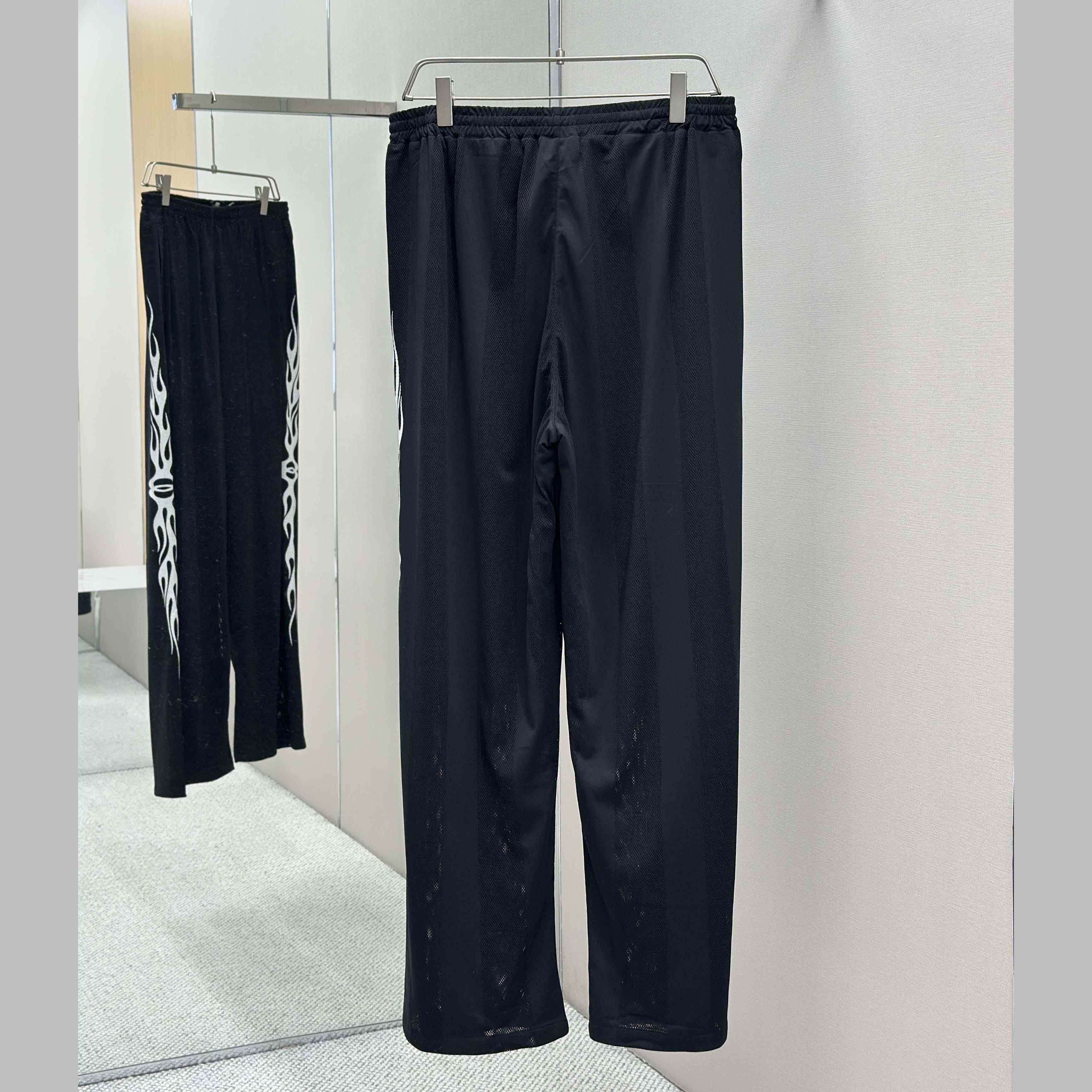 Balenciaga Black Striped Mesh Baggy Track Pants - DopestKickz
