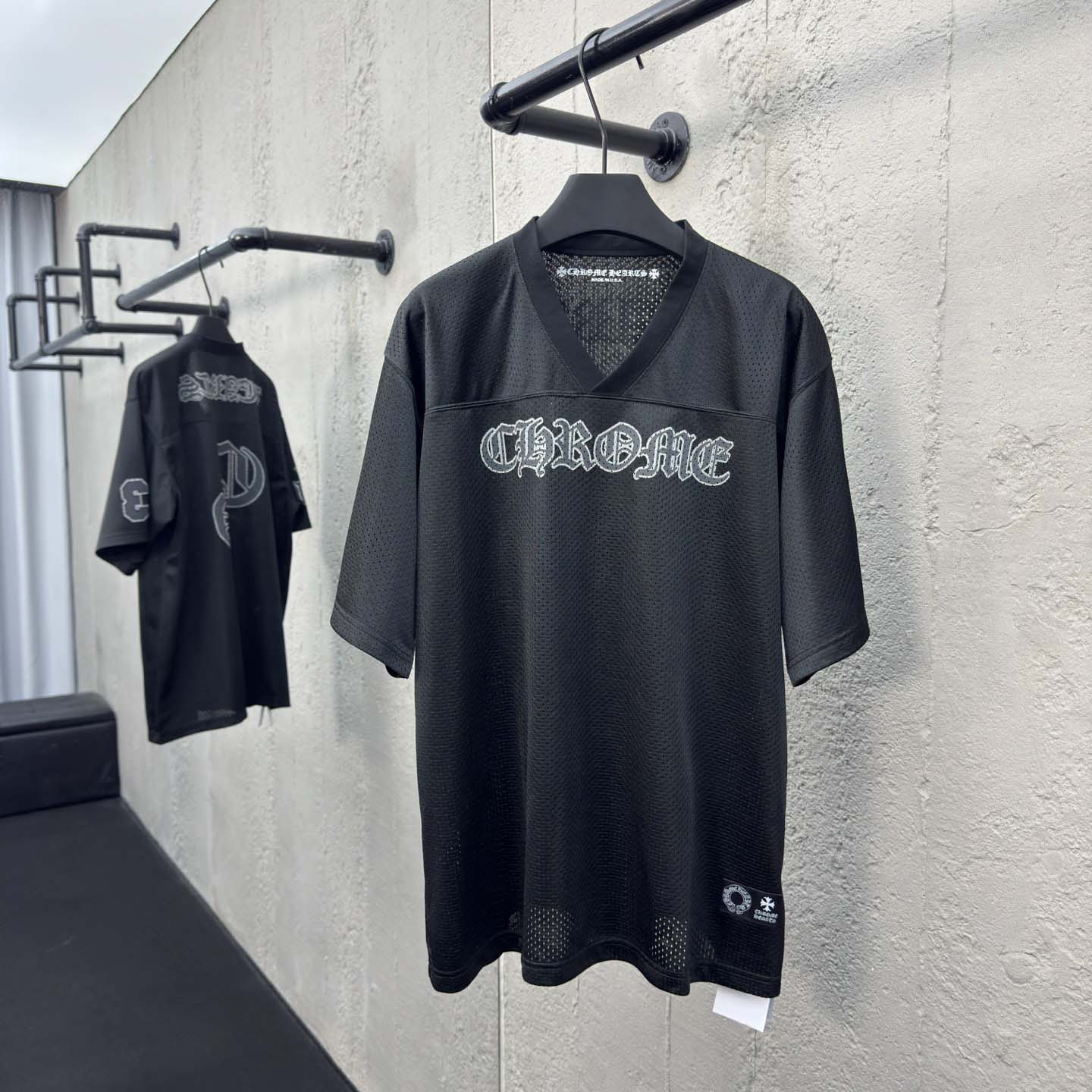 Chrome Hearts Stadium Mesh Short Sleeve Jersey Black - DopestKickz