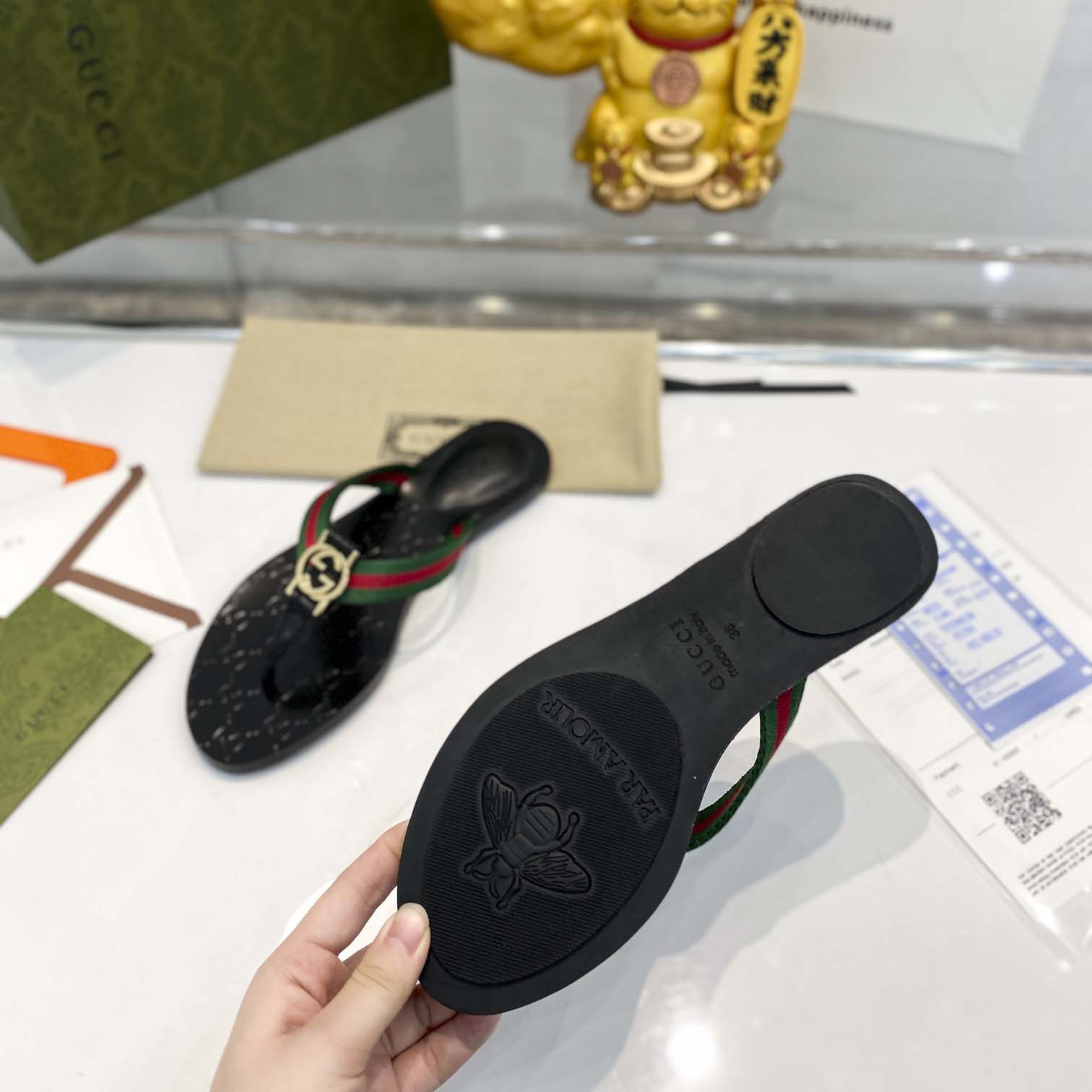 Gucci Thong Sandal With Web - DopestKickz