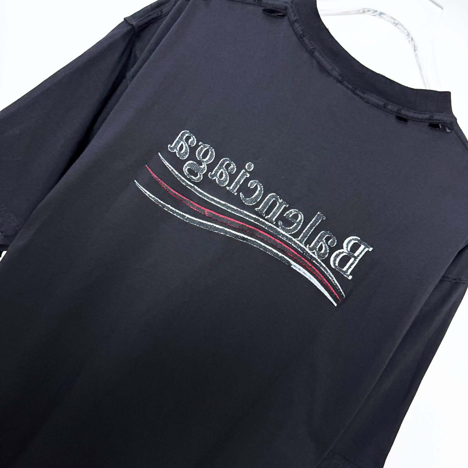 Balenciaga Embroidered Logo Wave Political Campaign T-Shirt  - DopestKickz