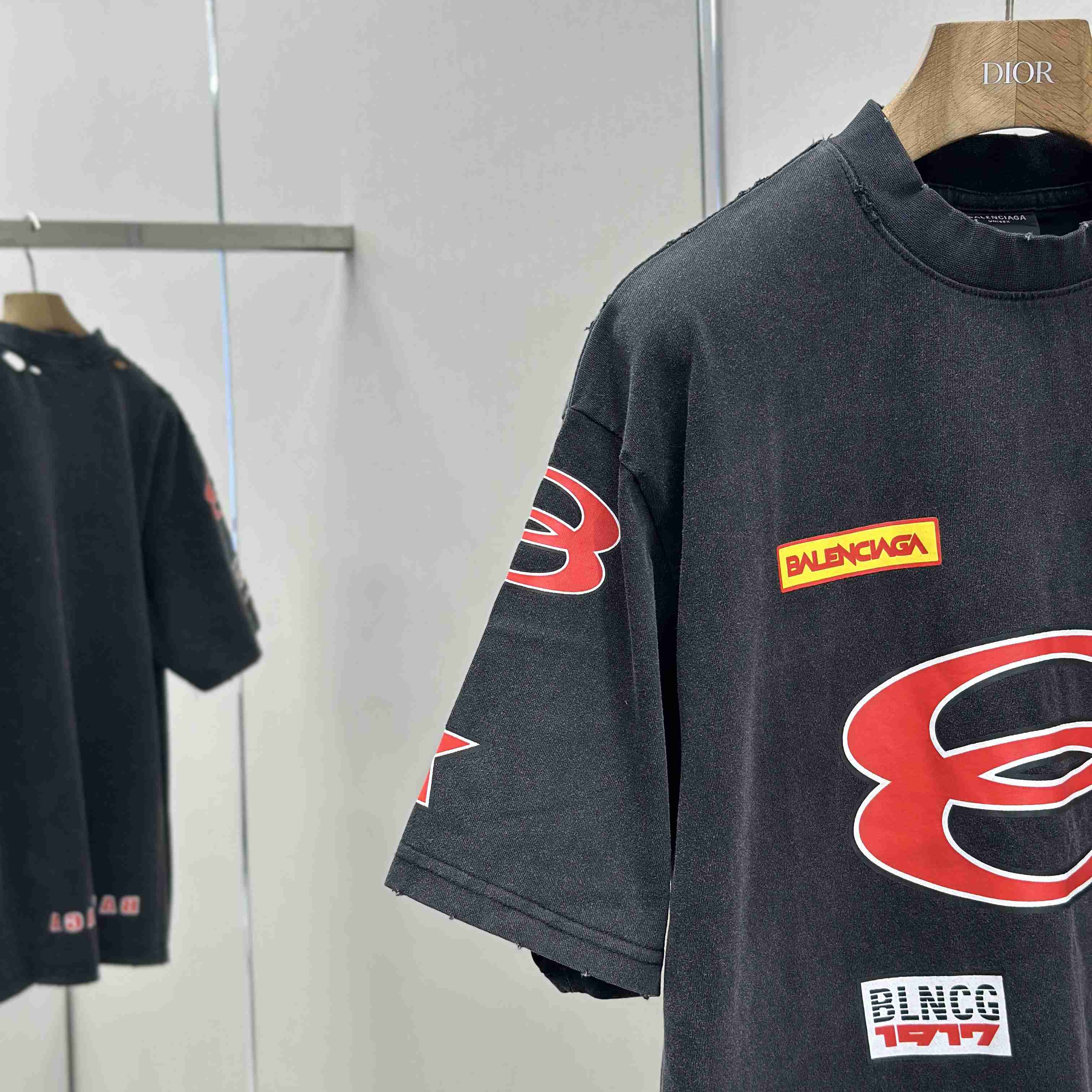 Balenciaga Sponsor Logos T-Shirt Oversized In Faded Washed Black - DopestKickz