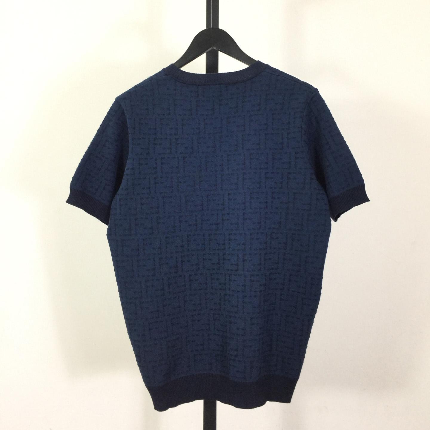Fendi Blue Cotton FF Selleria Pullover - DopestKickz