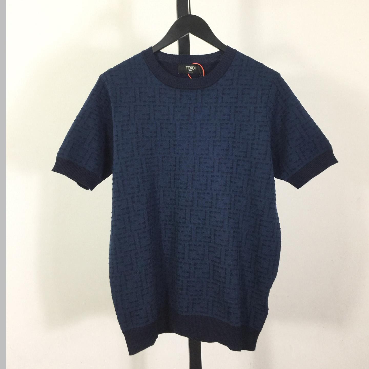 Fendi Blue Cotton FF Selleria Pullover - DopestKickz