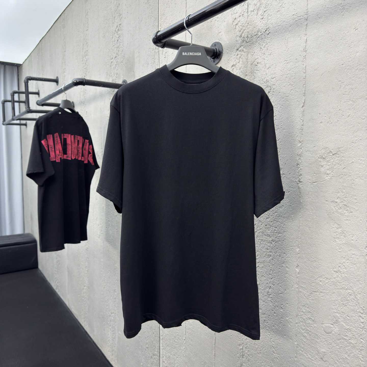 Balenciaga Security Tape Logo T-Shirt Oversized In Black - DopestKickz