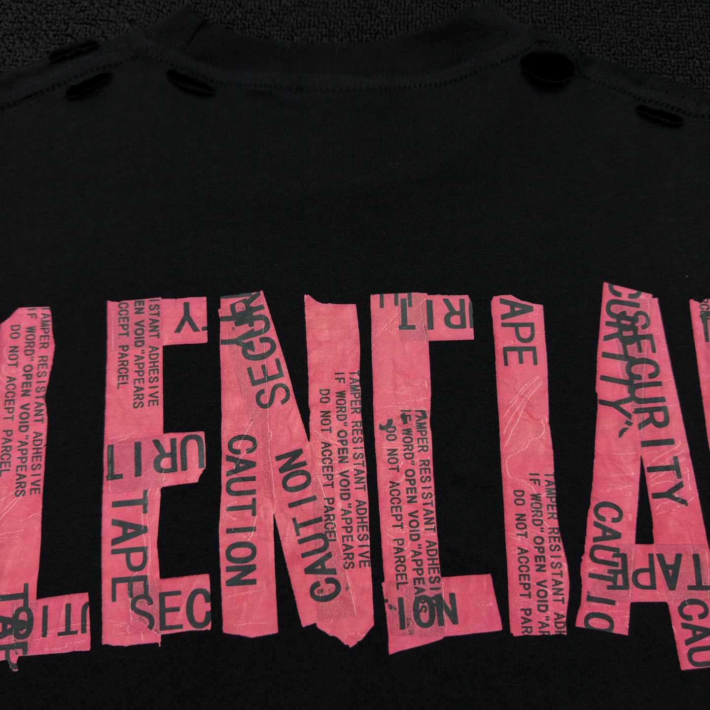 Balenciaga Security Tape Logo T-Shirt Oversized In Black - DopestKickz