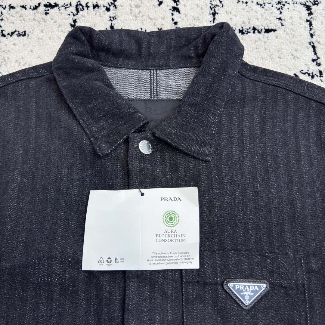 Prada Chevron Denim Blouson Jacket - DopestKickz