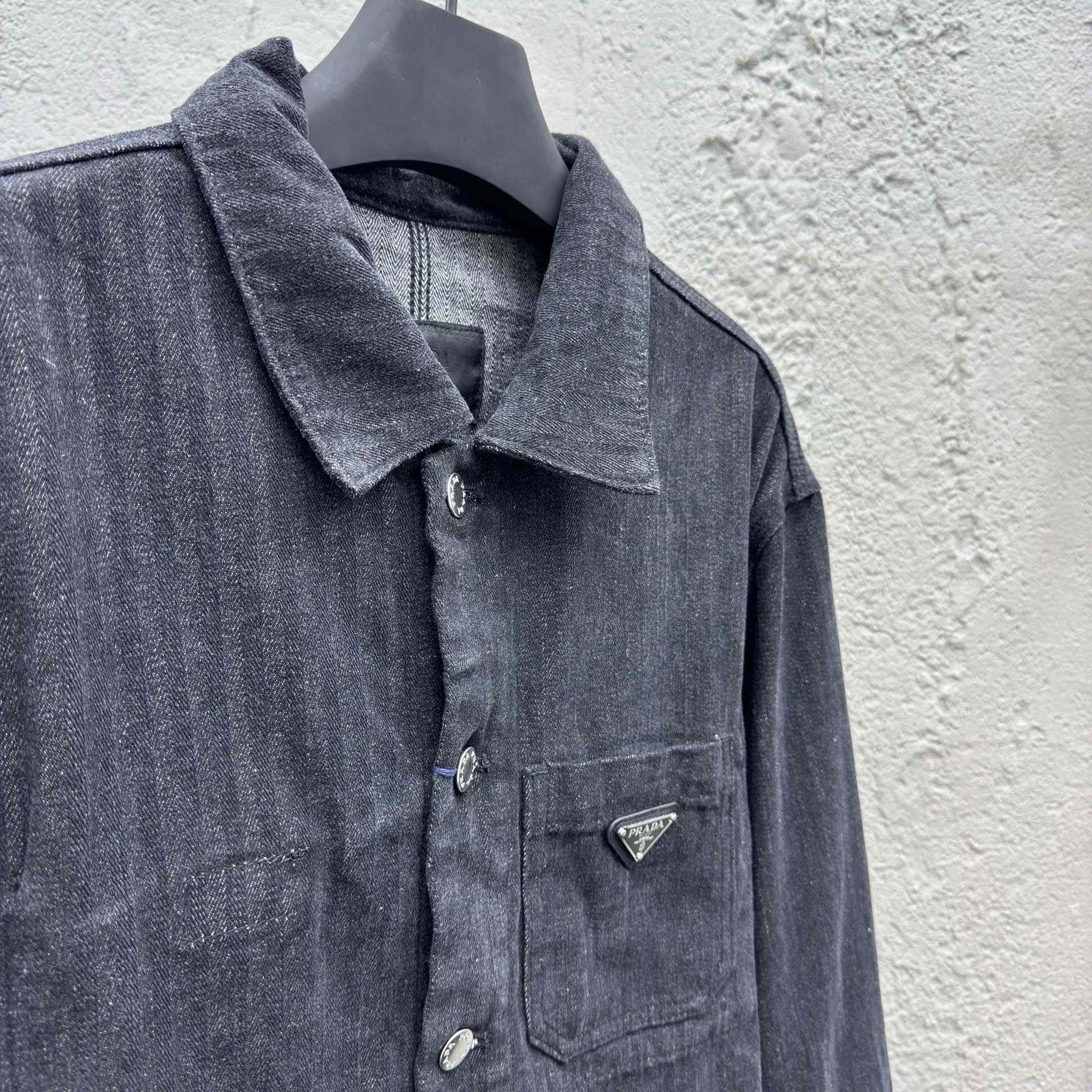 Prada Chevron Denim Blouson Jacket - DopestKickz