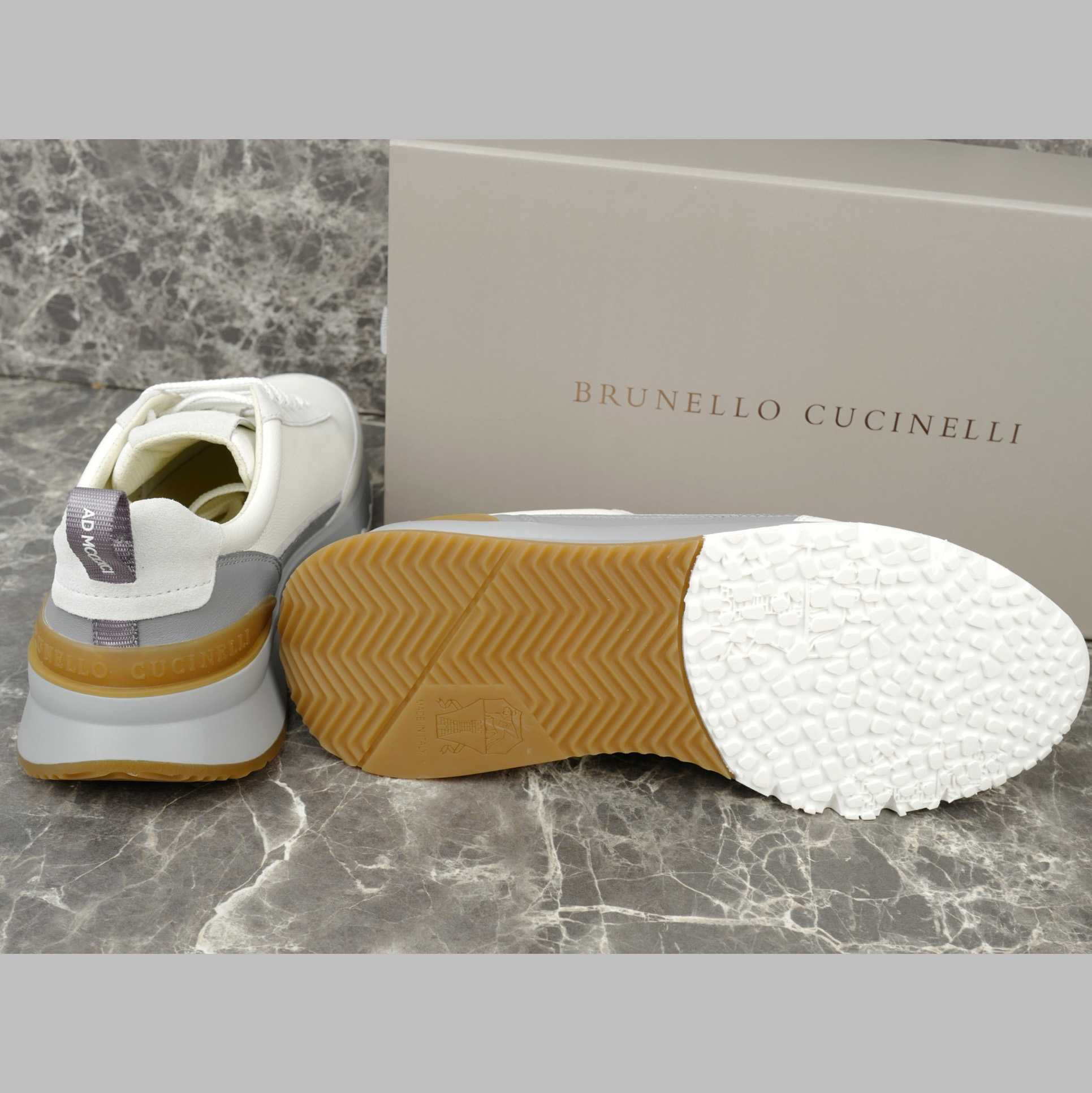Brunello Cucinelli Washed Suede And Semi-polished Calfskin Runners  - DopestKickz