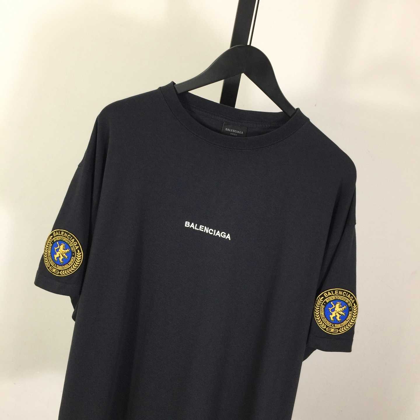 Balenciaga Uniform Merch Oversized T-Shirt In Faded Black dry Fleece - DopestKickz