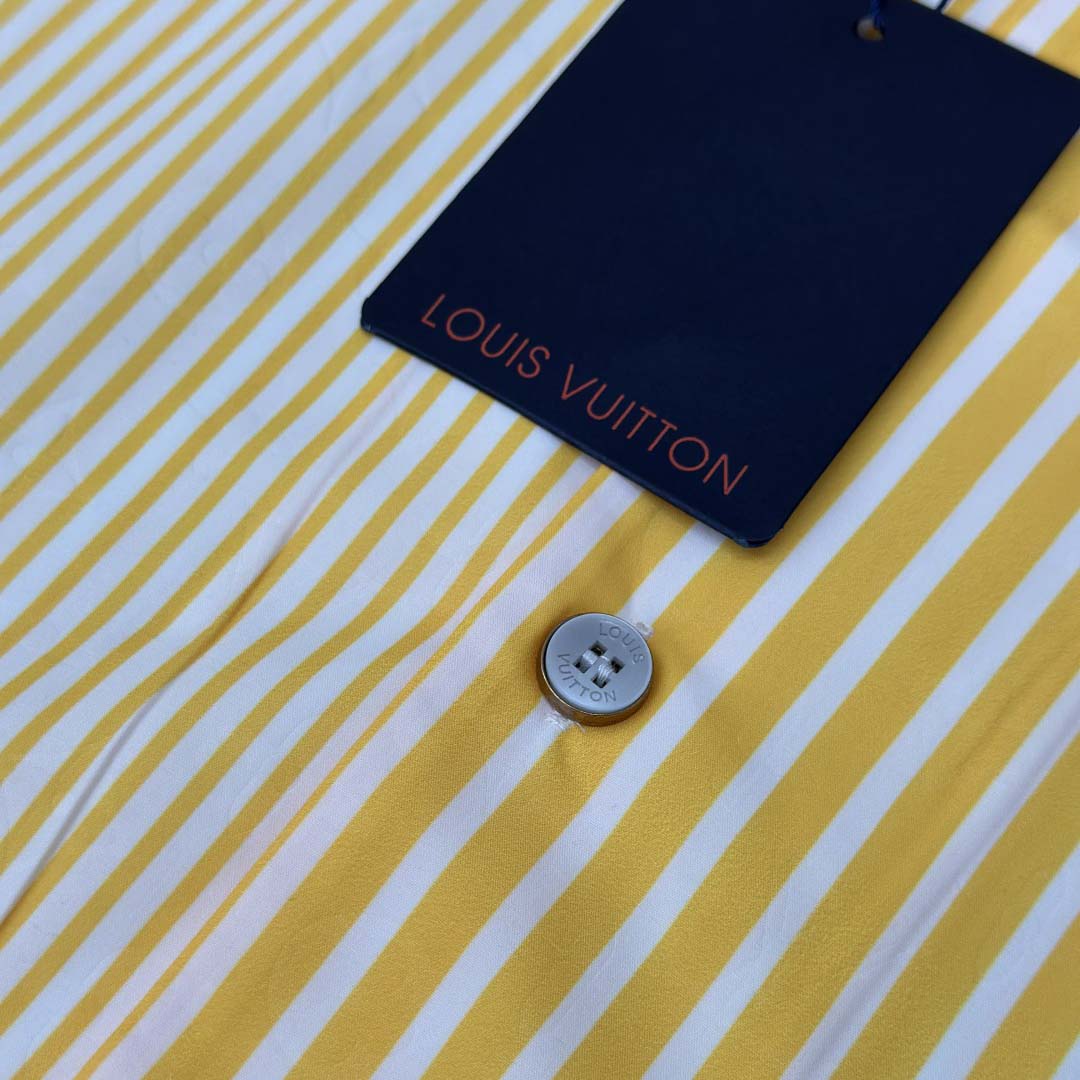 Louis Vuitton Monogram Striped Patchwork Short-Sleeved Shirt   1AHVWT - DopestKickz