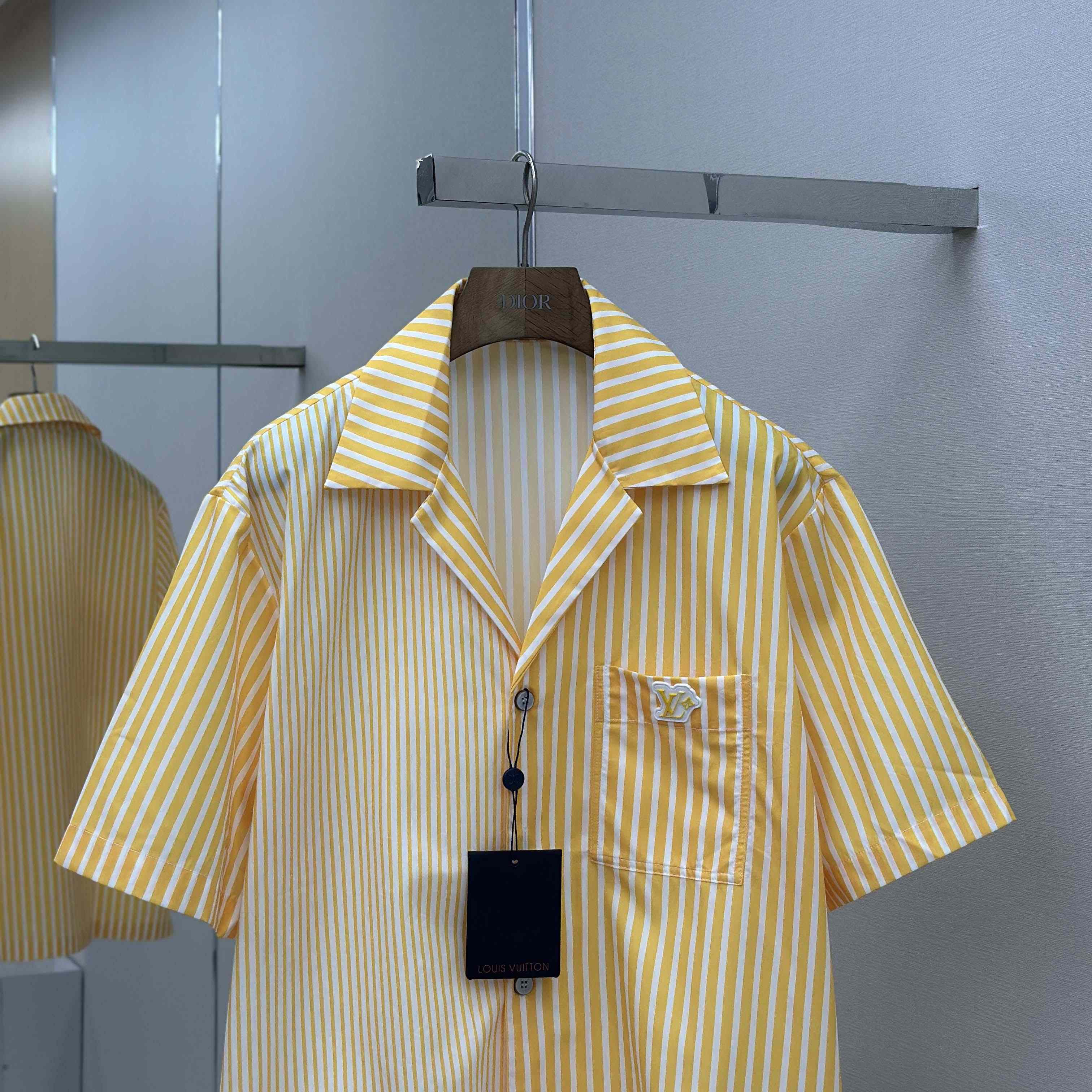 Louis Vuitton Monogram Striped Patchwork Short-Sleeved Shirt   1AHVWT - DopestKickz