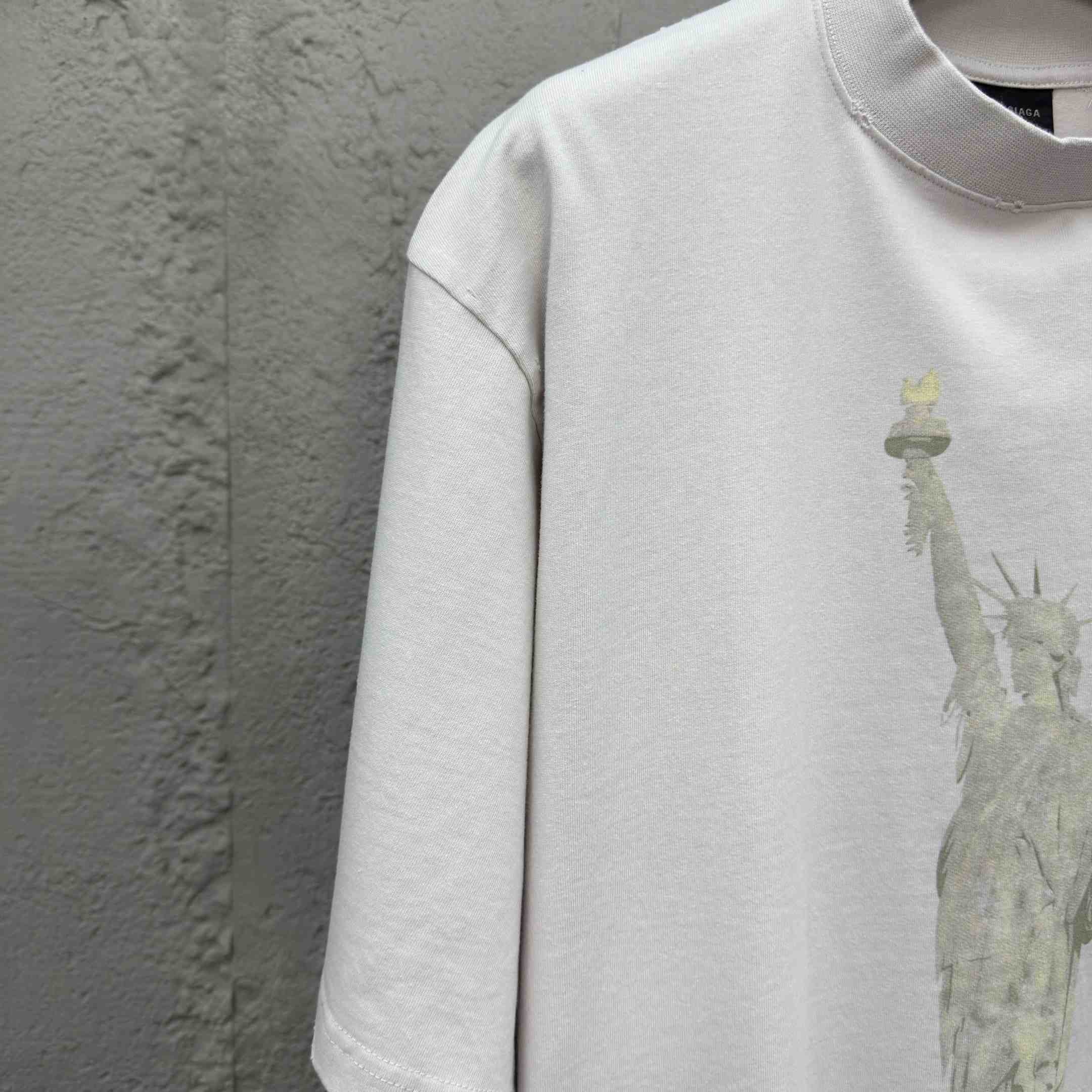 Balenciaga Paris Liberty T-Shirt Medium Fit In Off White Vintage Jersey - DopestKickz