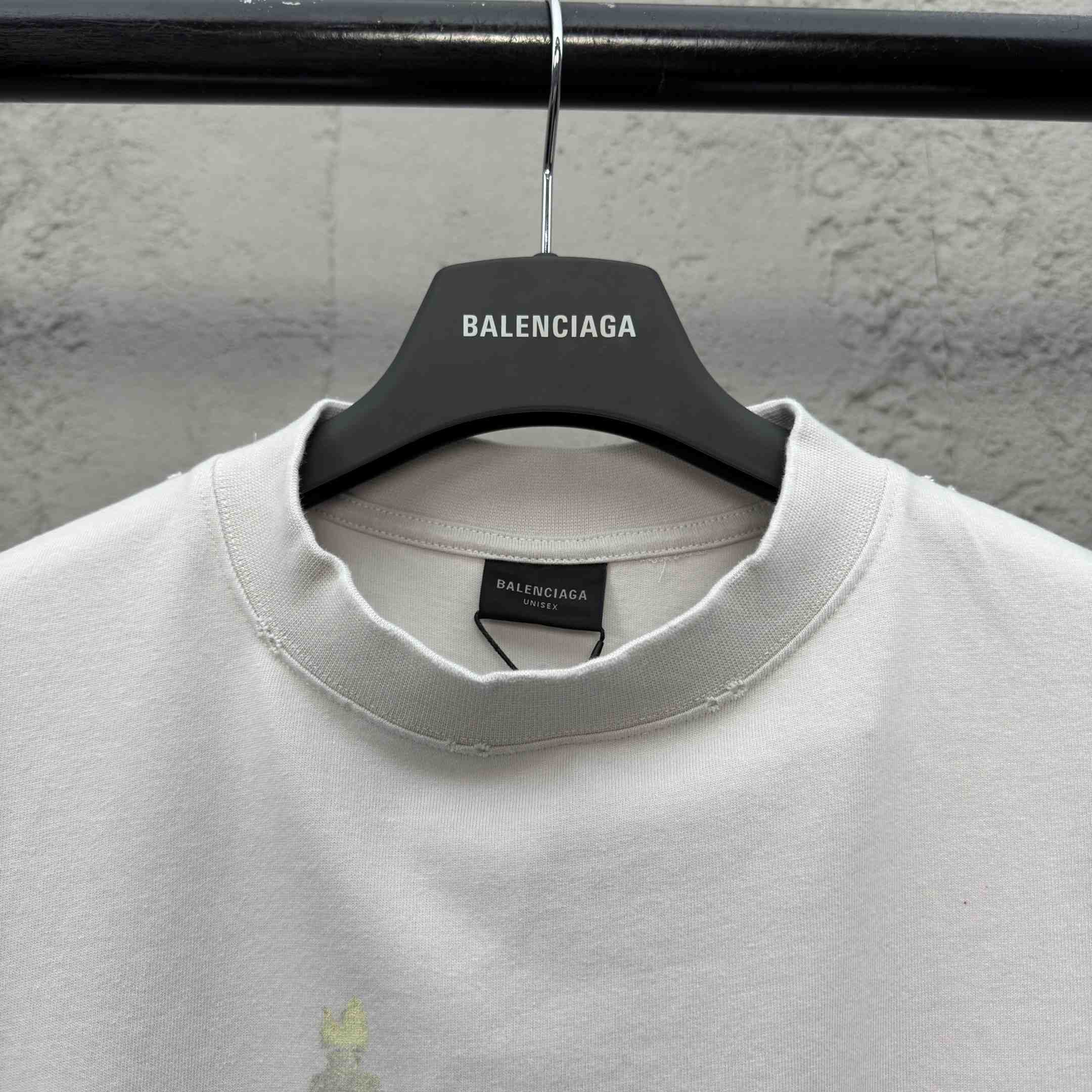 Balenciaga Paris Liberty T-Shirt Medium Fit In Off White Vintage Jersey - DopestKickz