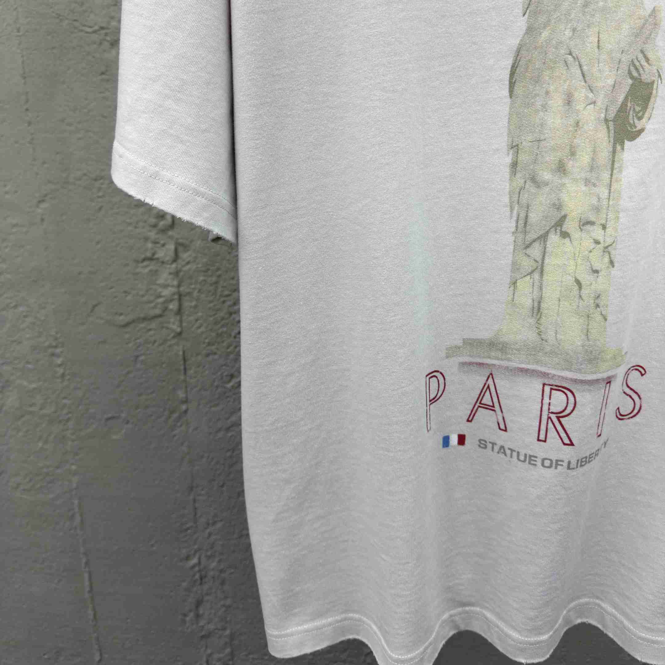 Balenciaga Paris Liberty T-Shirt Medium Fit In Off White Vintage Jersey - DopestKickz