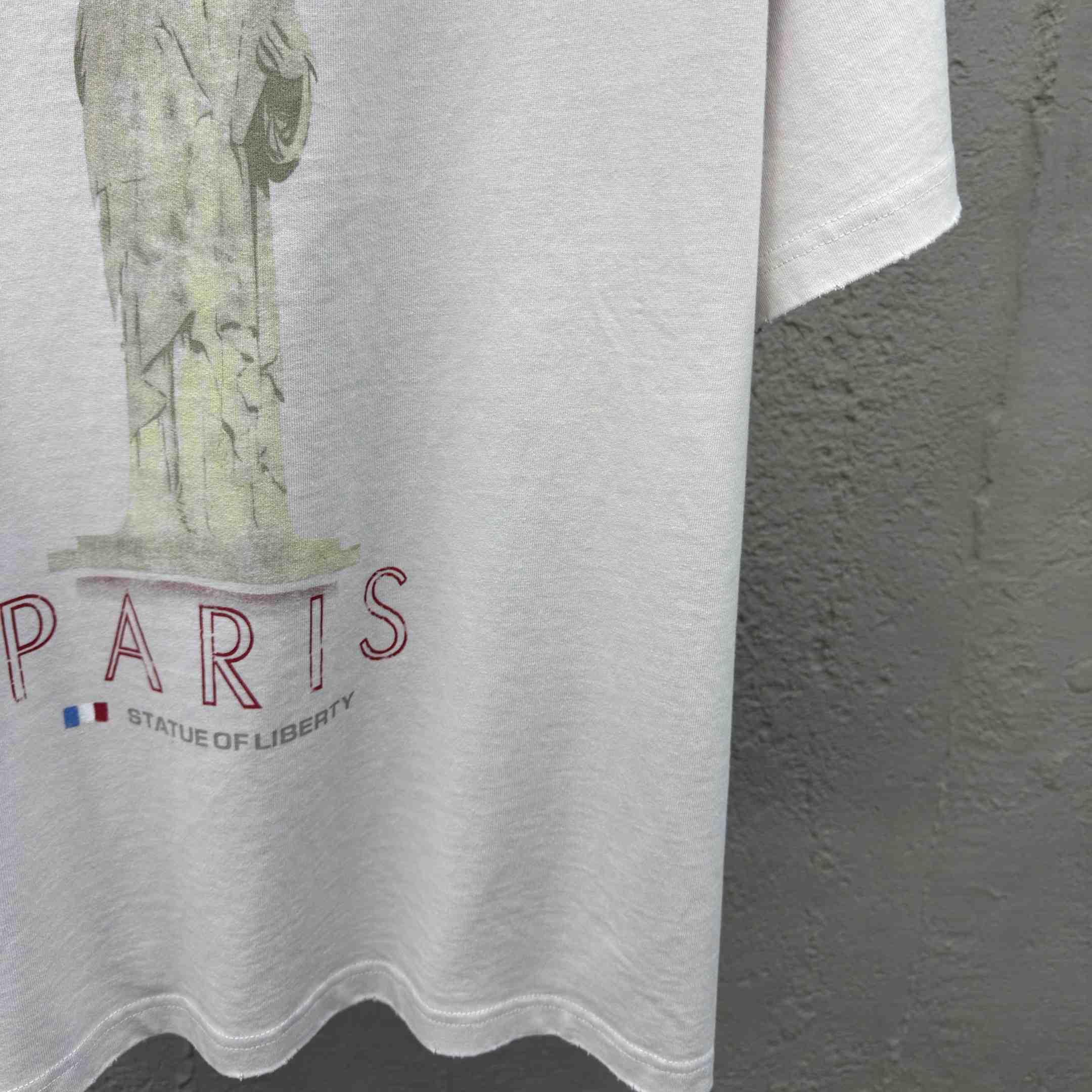 Balenciaga Paris Liberty T-Shirt Medium Fit In Off White Vintage Jersey - DopestKickz