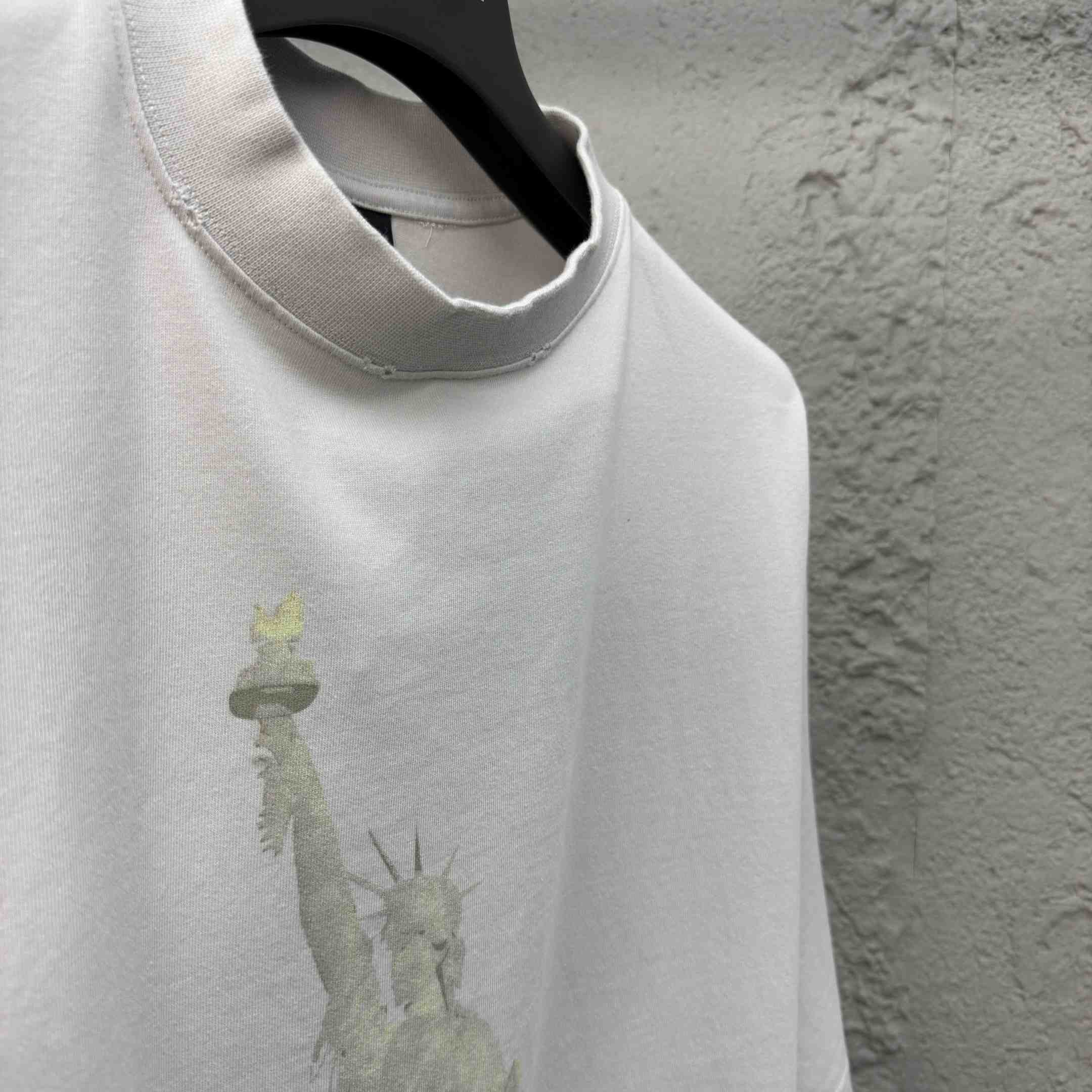 Balenciaga Paris Liberty T-Shirt Medium Fit In Off White Vintage Jersey - DopestKickz