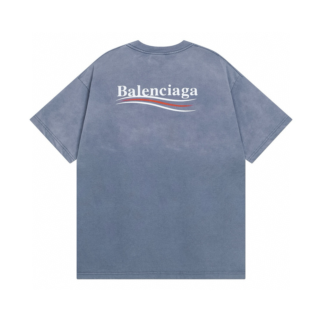 Balenciaga Political Campaign T-Shirt Medium Fit In Faded Blue - DopestKickz