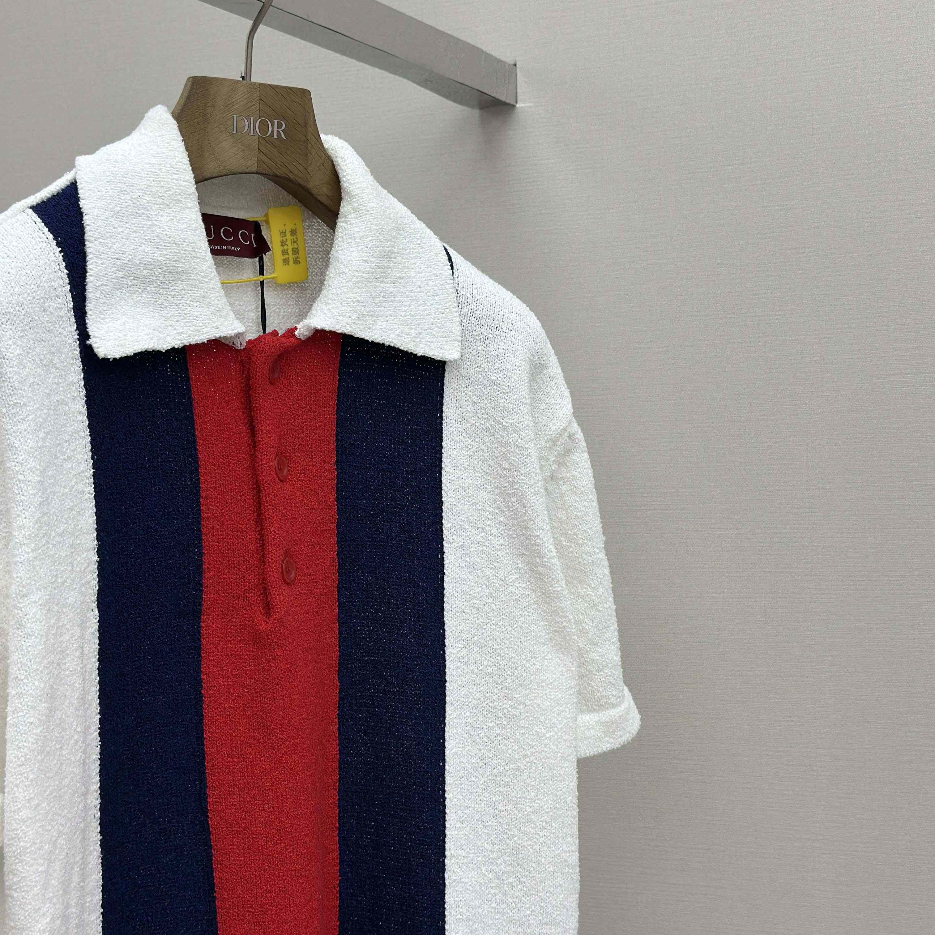 Gucci Cotton Blend Terry Knit Polo Shirt In White - DopestKickz