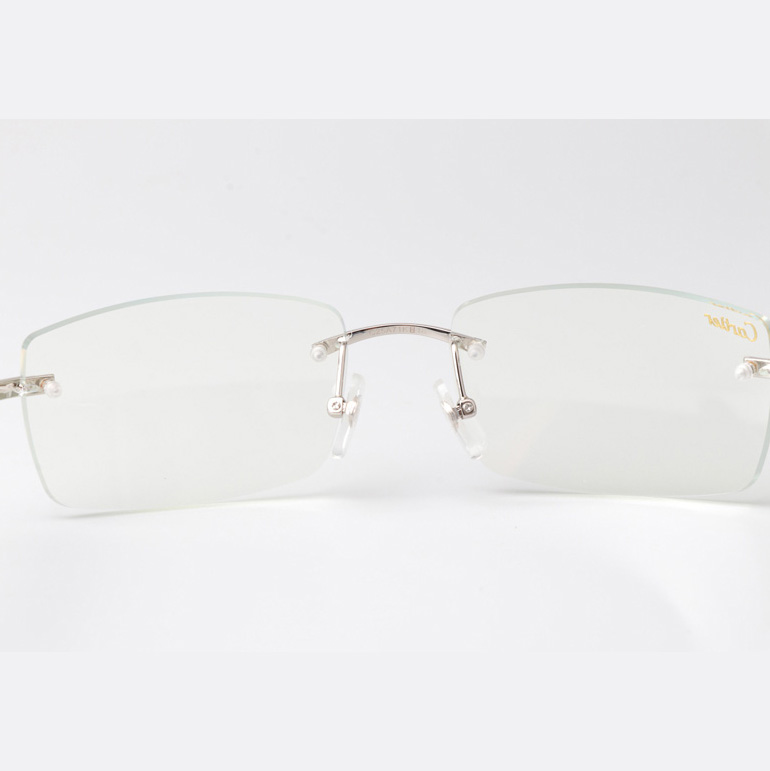 Cartier CT_3524012 Blue Arm Eyeglasses Silver - DopestKickz
