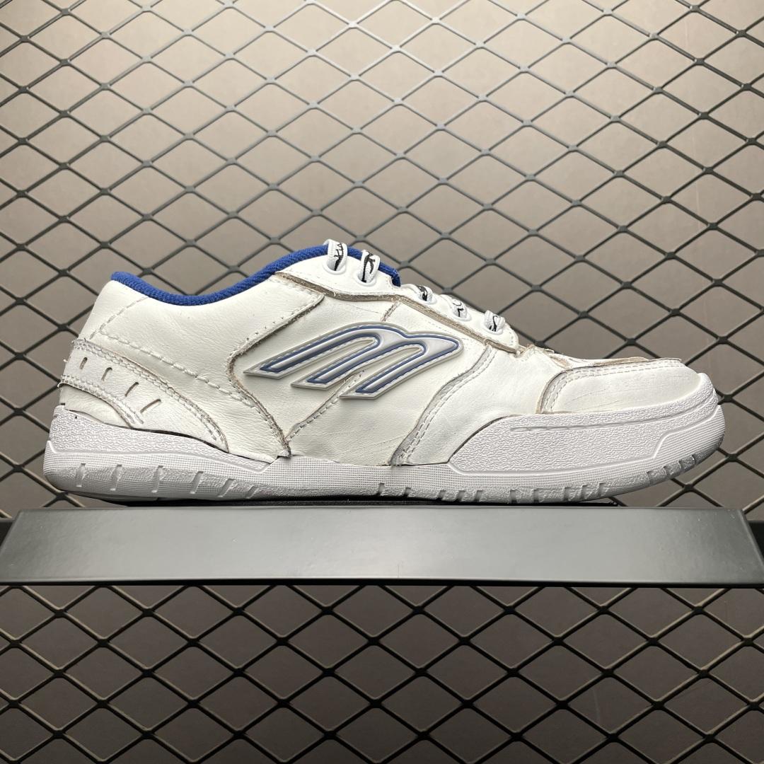 Balenciaga Hamptons Worn-Out Sneaker In White, Dark Blue And Grey Cowskin And Polyester - DopestKickz