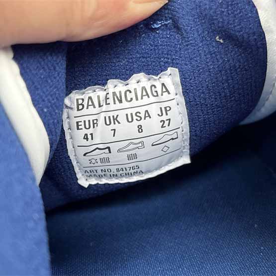 Balenciaga Hamptons Worn-Out Sneaker In White, Dark Blue And Grey Cowskin And Polyester - DopestKickz
