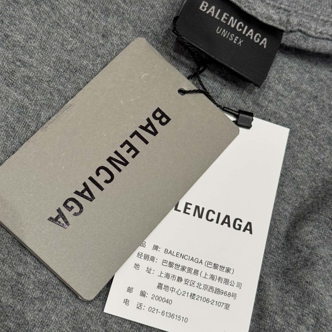 Balenciaga Luxury Script Oversized T-Shirt In Dark Heather Grey And Blue Dry Jersey - DopestKickz
