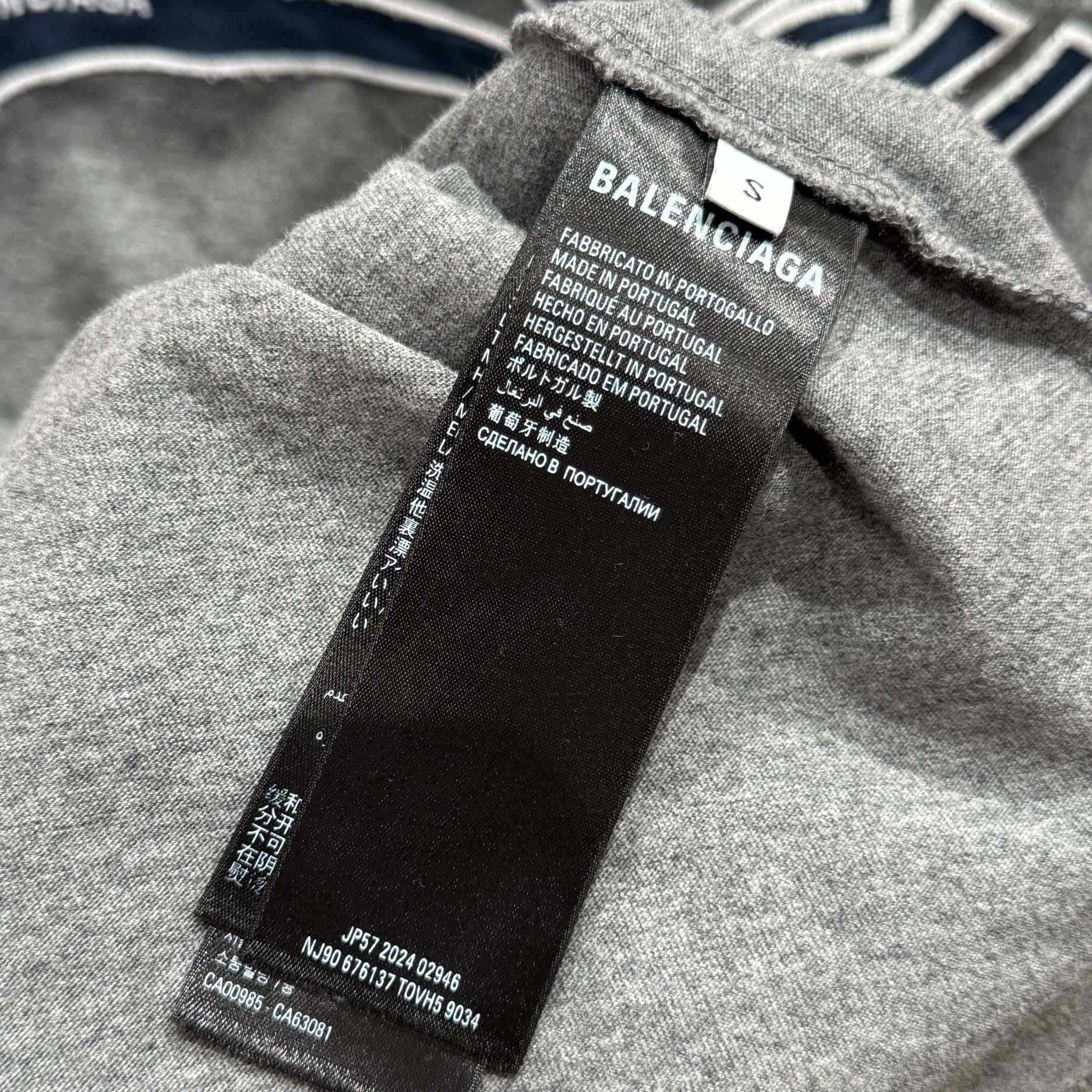 Balenciaga Luxury Script Oversized T-Shirt In Dark Heather Grey And Blue Dry Jersey - DopestKickz