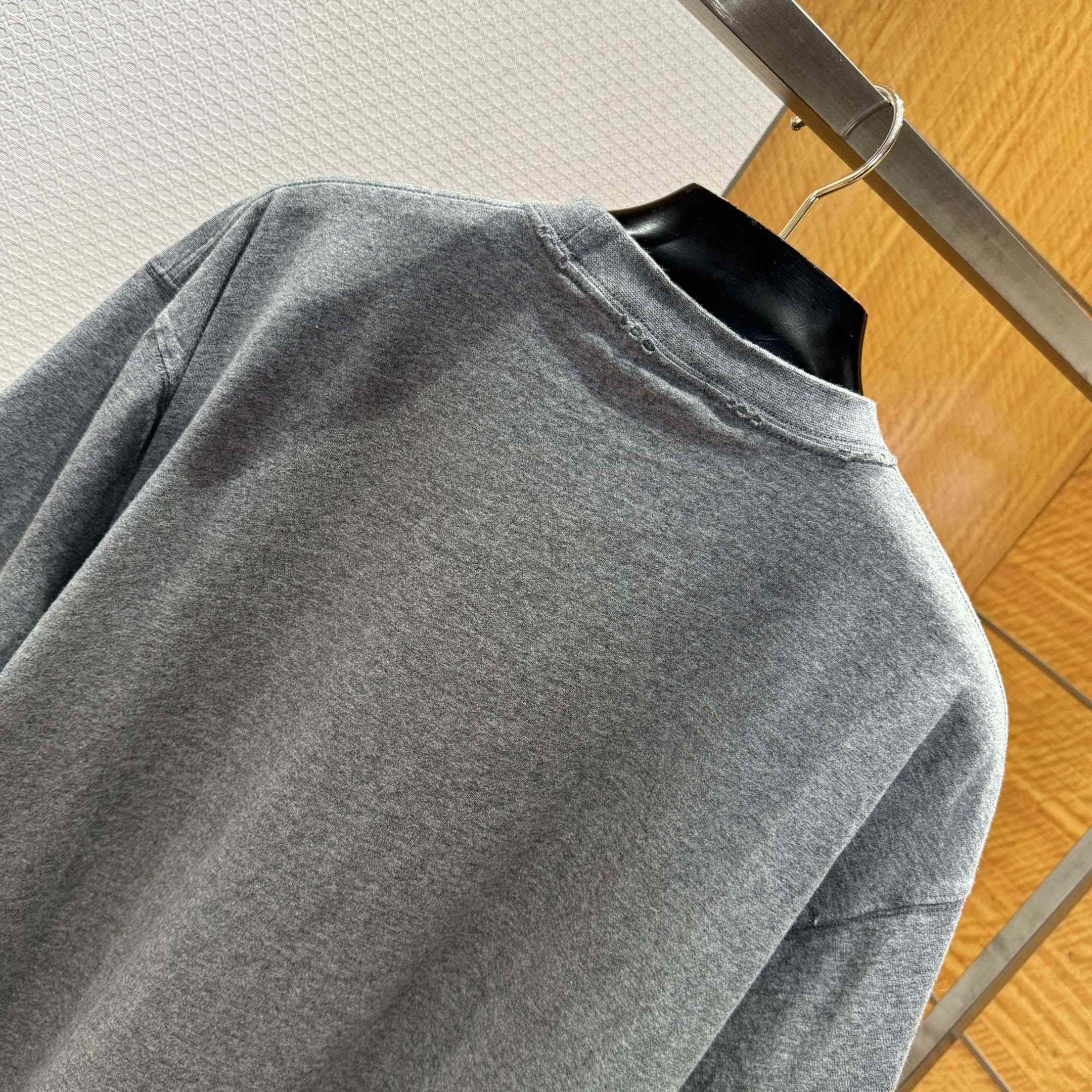 Balenciaga Luxury Script Oversized T-Shirt In Dark Heather Grey And Blue Dry Jersey - DopestKickz