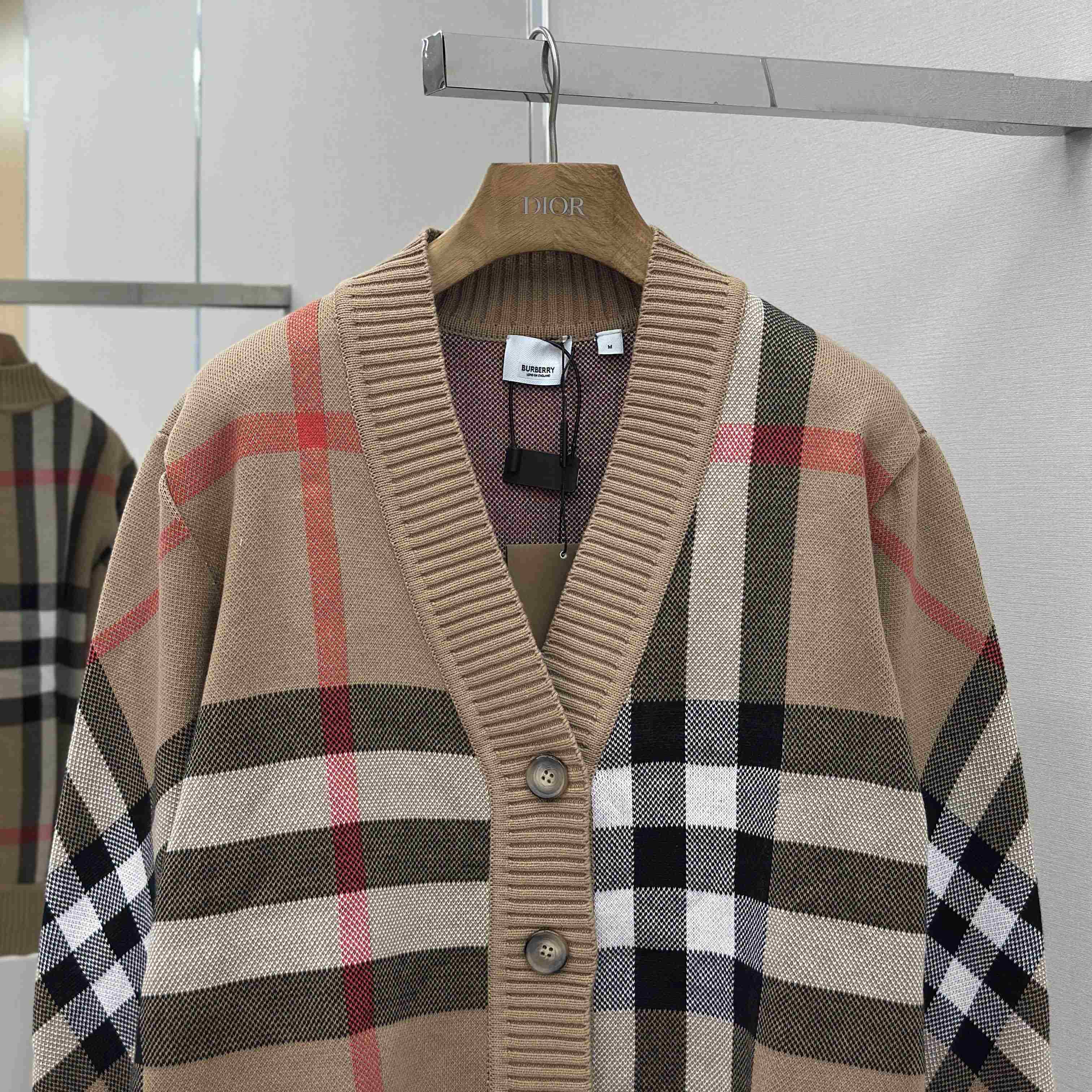 Burberry Check Wool Blend Cardigan - DopestKickz
