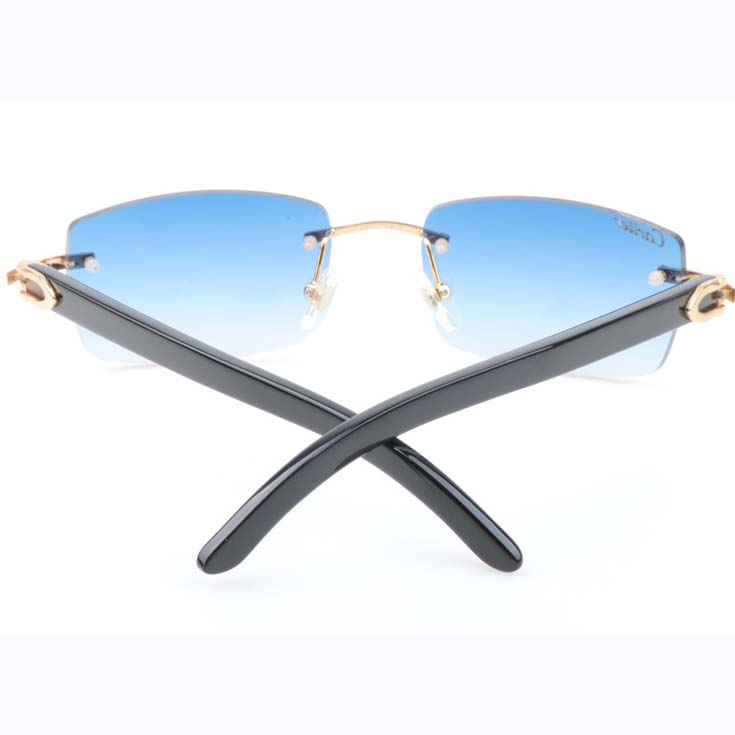 Cartier CT_3524012 Black Buffalo Sunglasses In Gold Gradient Blue - DopestKickz