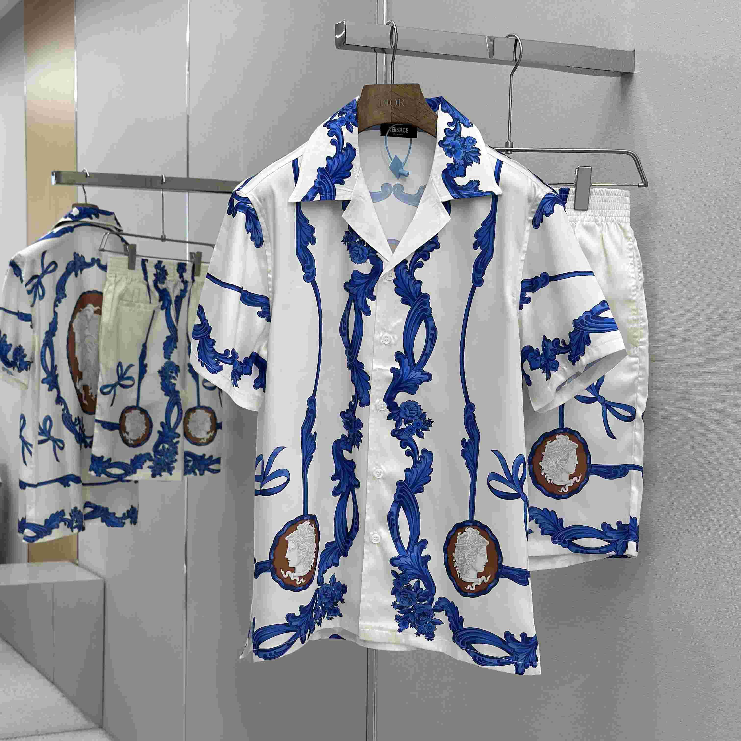 Versace Cameo Silk Shirt & Silk Shorts - DopestKickz