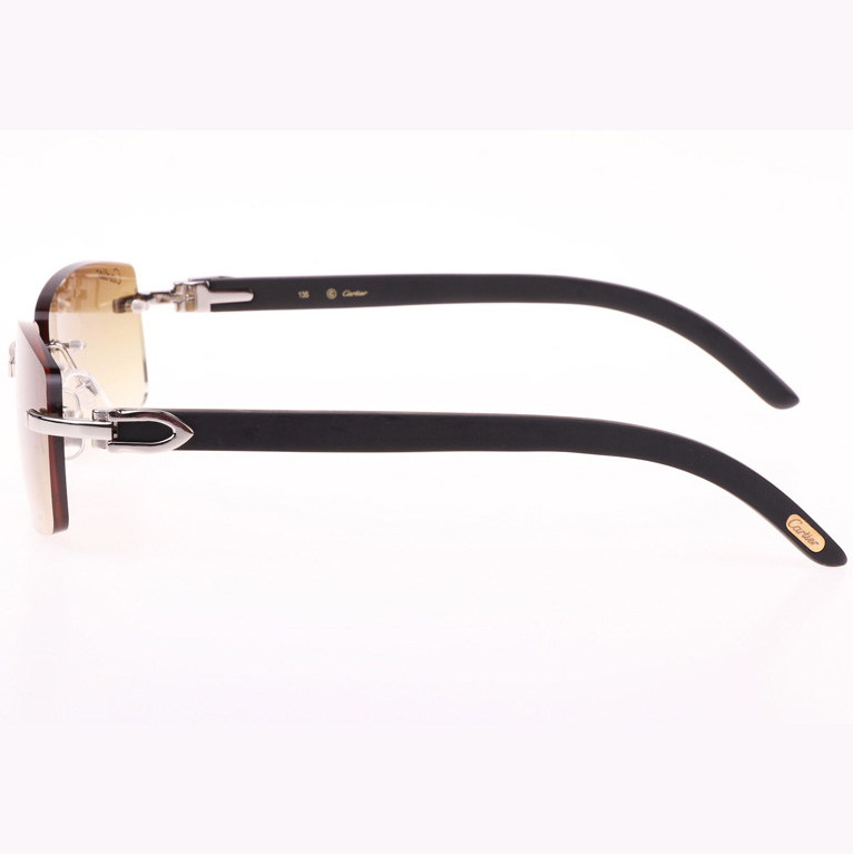 Cartier CT_3524012 Black Wood Sunglasses In Silver Brown - DopestKickz