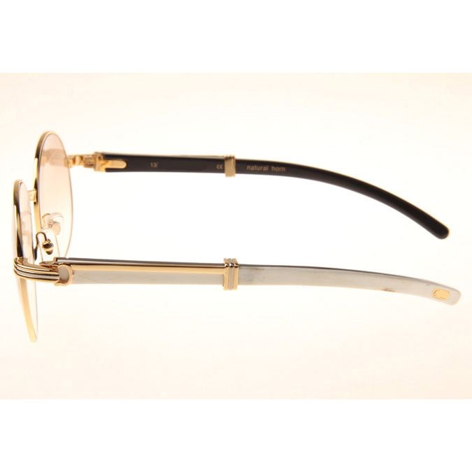 Cartier CT1990-0692 White Mix Black Buffalo Sunglasses In Gold Brown - DopestKickz