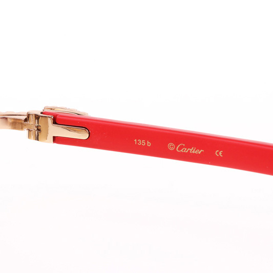 Cartier CT 3524012 Big Diamond Red Wood Sunglasses In Gold Brown - DopestKickz