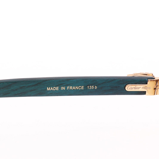 Cartier CT 3524012 Big Diamond Green Wood Sunglasses In Gold Brown - DopestKickz