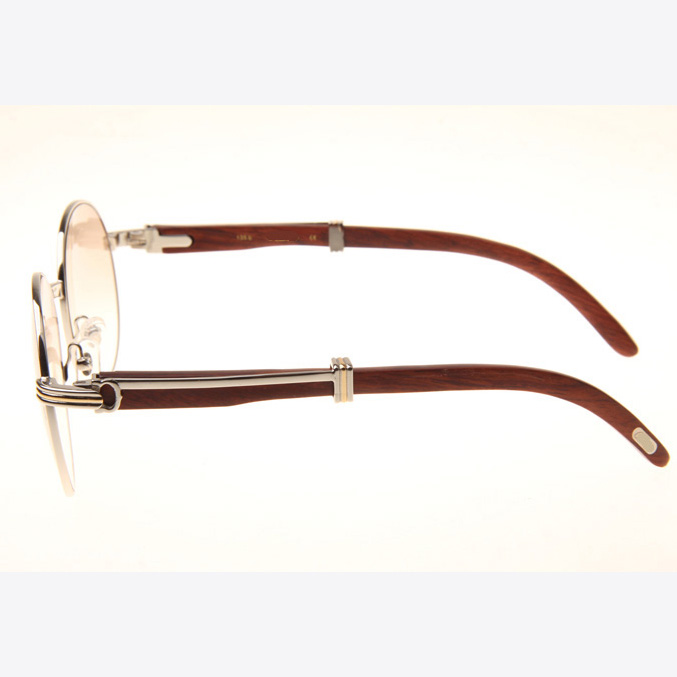 Cartier CT1990-0692 Wood Sunglasses In Silver Brown - DopestKickz