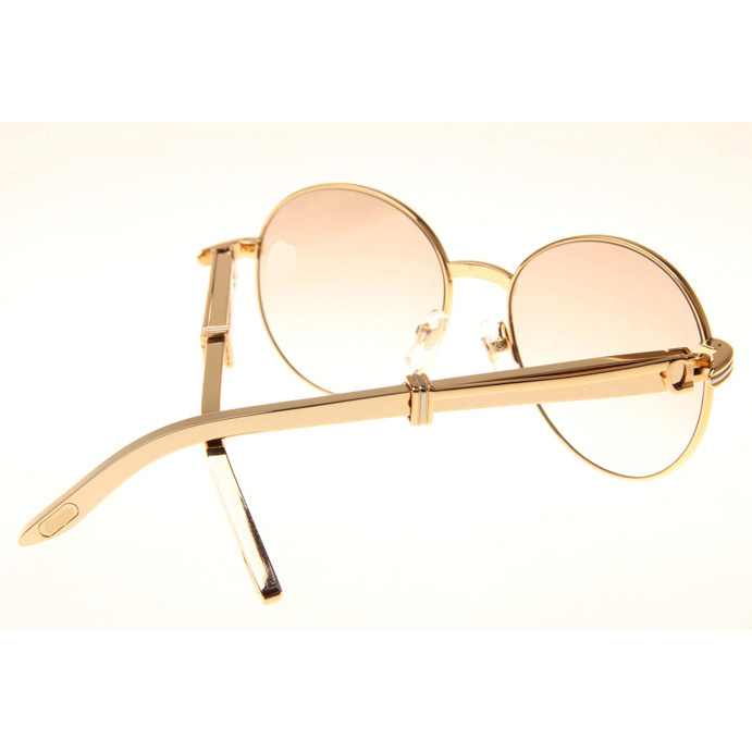 Cartier CT1990-0692 Gold Stainless Steel Sunglasses In Gold Brown - DopestKickz