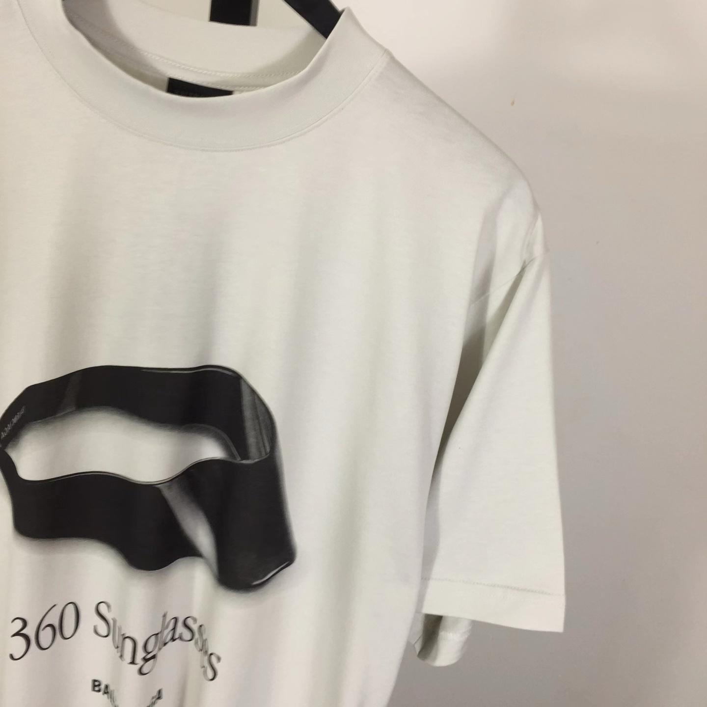 Balenciaga 360 Sunglasses T-Shirt Medium Fit In Dirty White Dry Jersey - DopestKickz